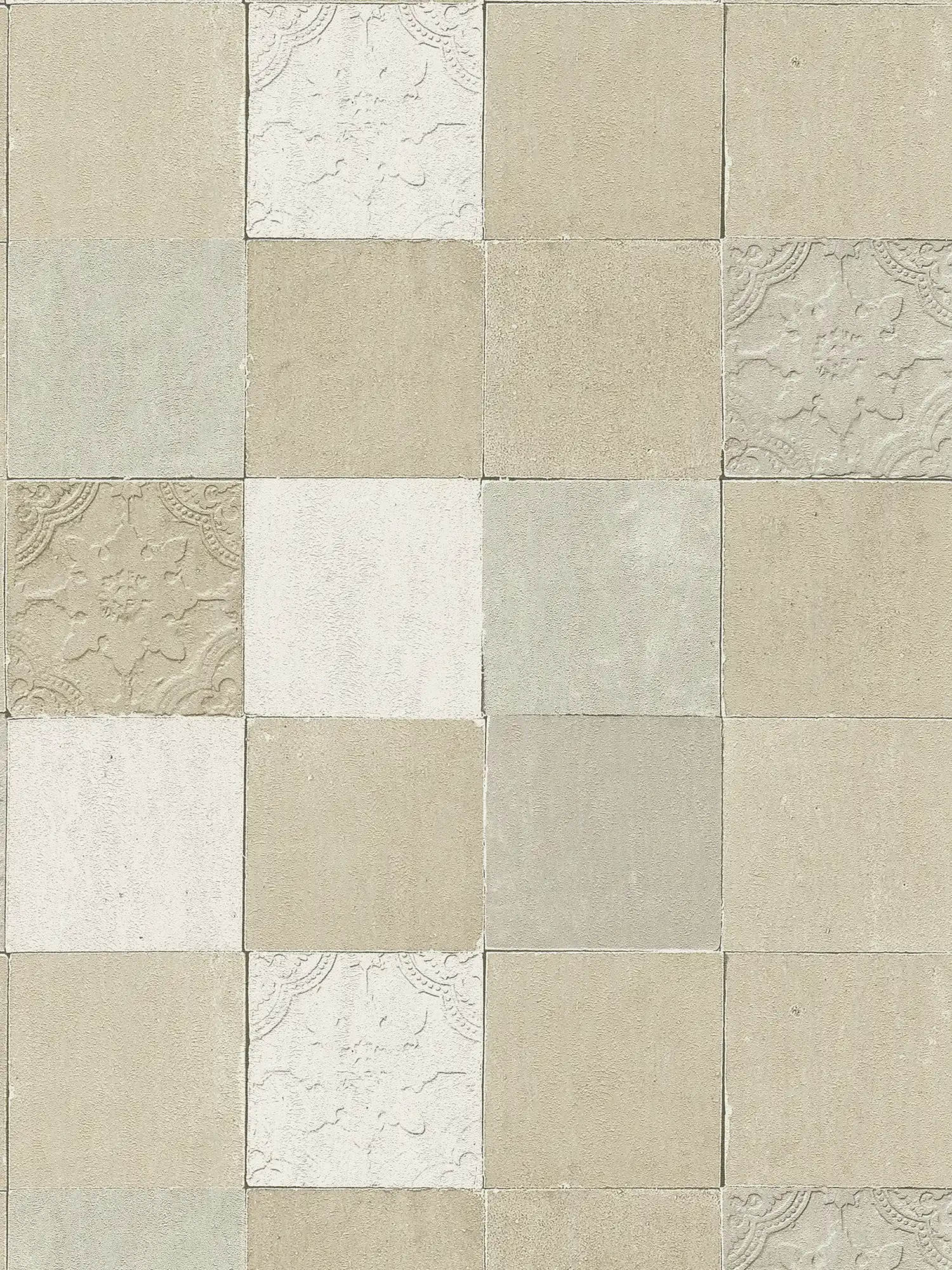         Tile wallpaper oriental mosaic - cream, grey
    