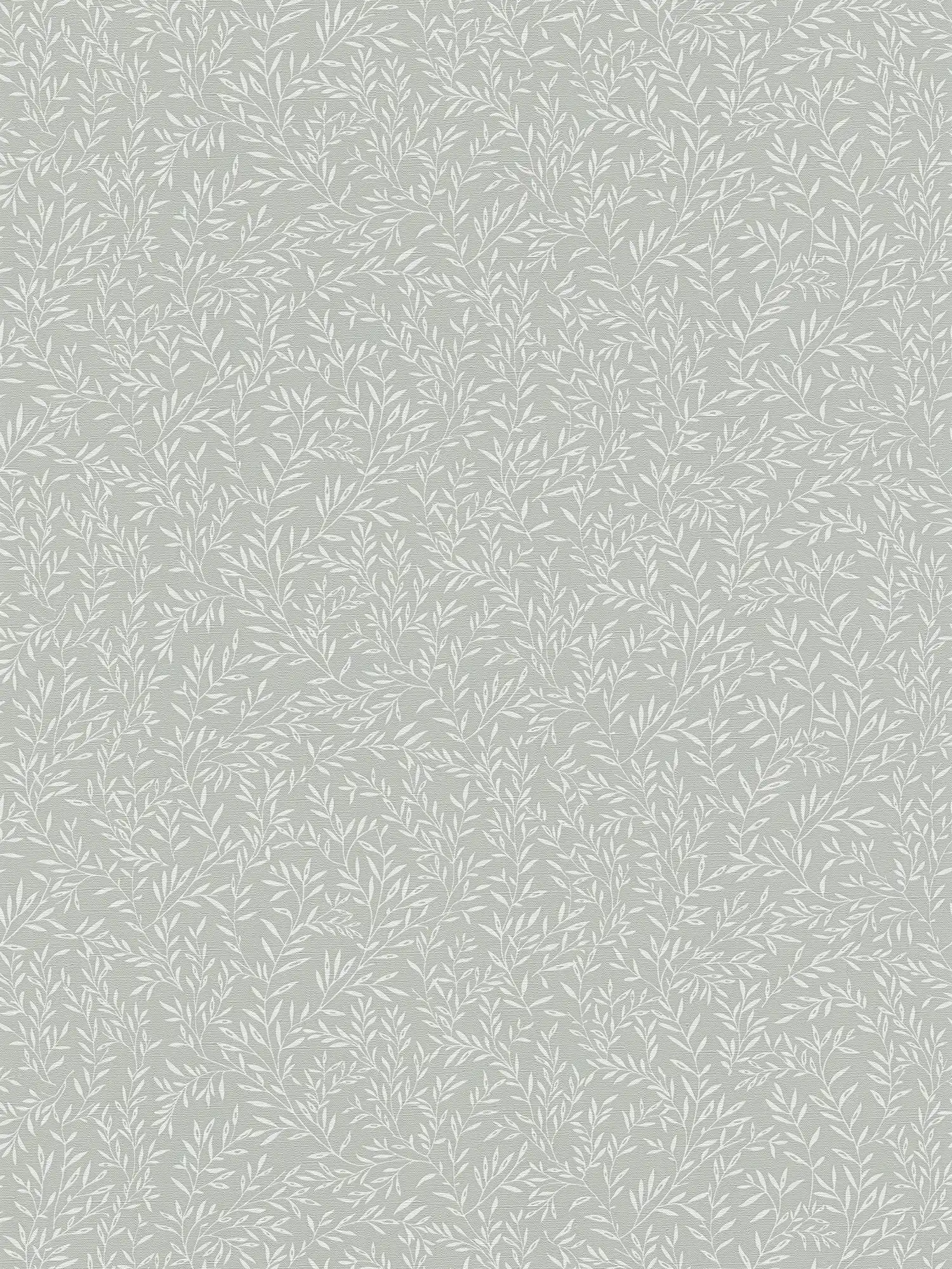         Wallpaper with leaf tendrils in country style - grey, white
    