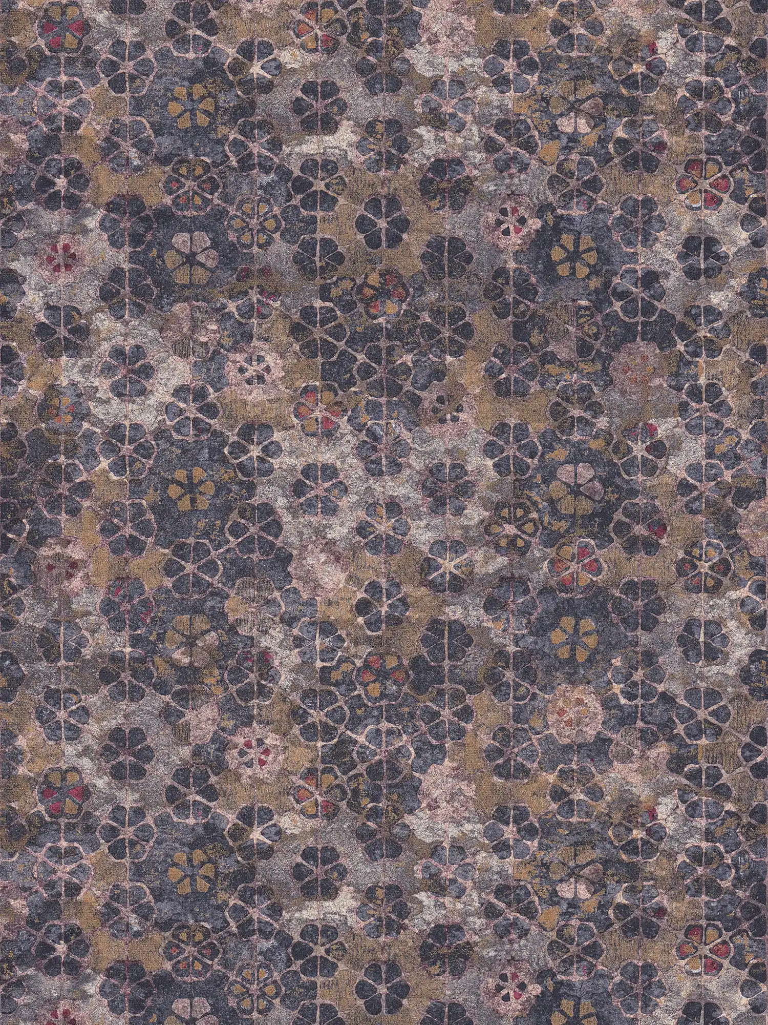         Non-woven wallpaper tile look with gold shimmer - purple, brown
    