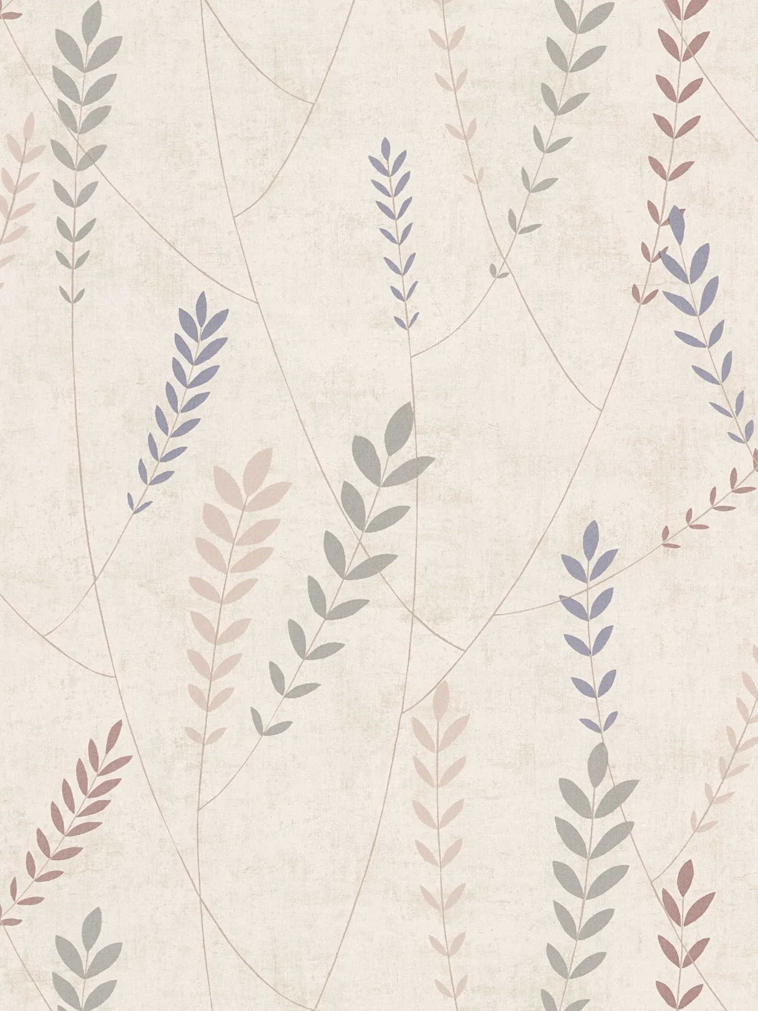Vliestapete mit Ährenmuster matt und leicht strukturiert im Design – Beige, Blau, Grau