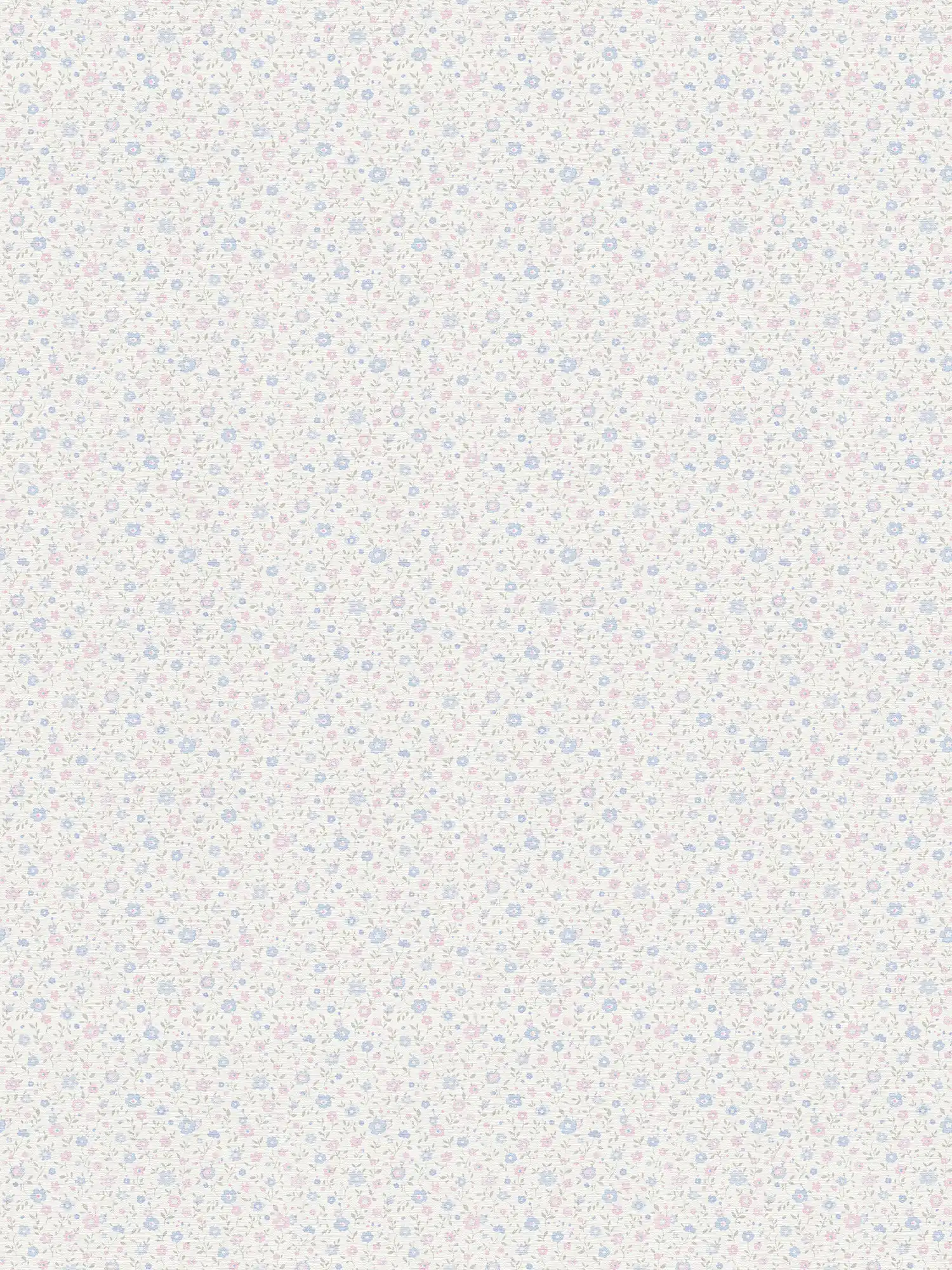         Papier peint romantique de style cottage avec motif floral - rose, bleu, blanc
    