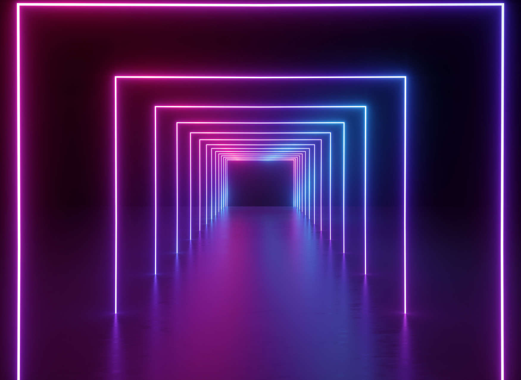 Neon-Tunnel, Lichtinstallation, LED-Licht, Röhrenlicht, Neon-Licht