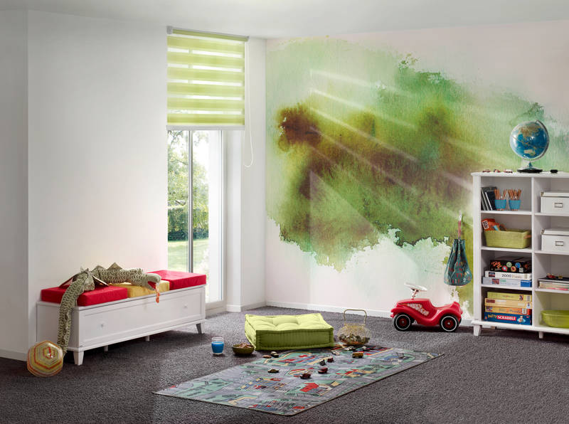             Aquarell Fototapete Wassersplash Farbverlauf Grün
        