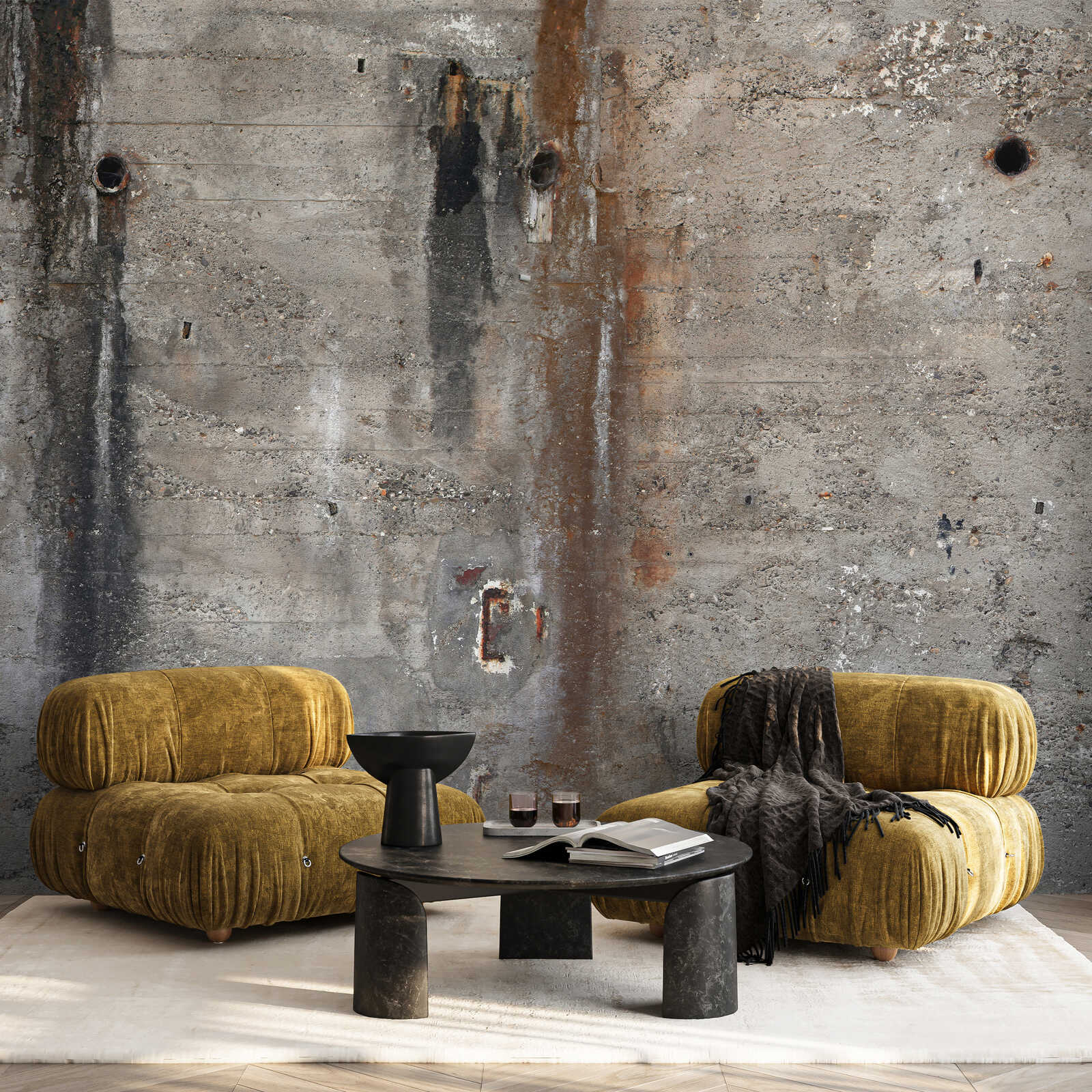 Sessel, Sofamöbel, Beige-Gelb, Vellormuster, Wohnzimmerstuhl