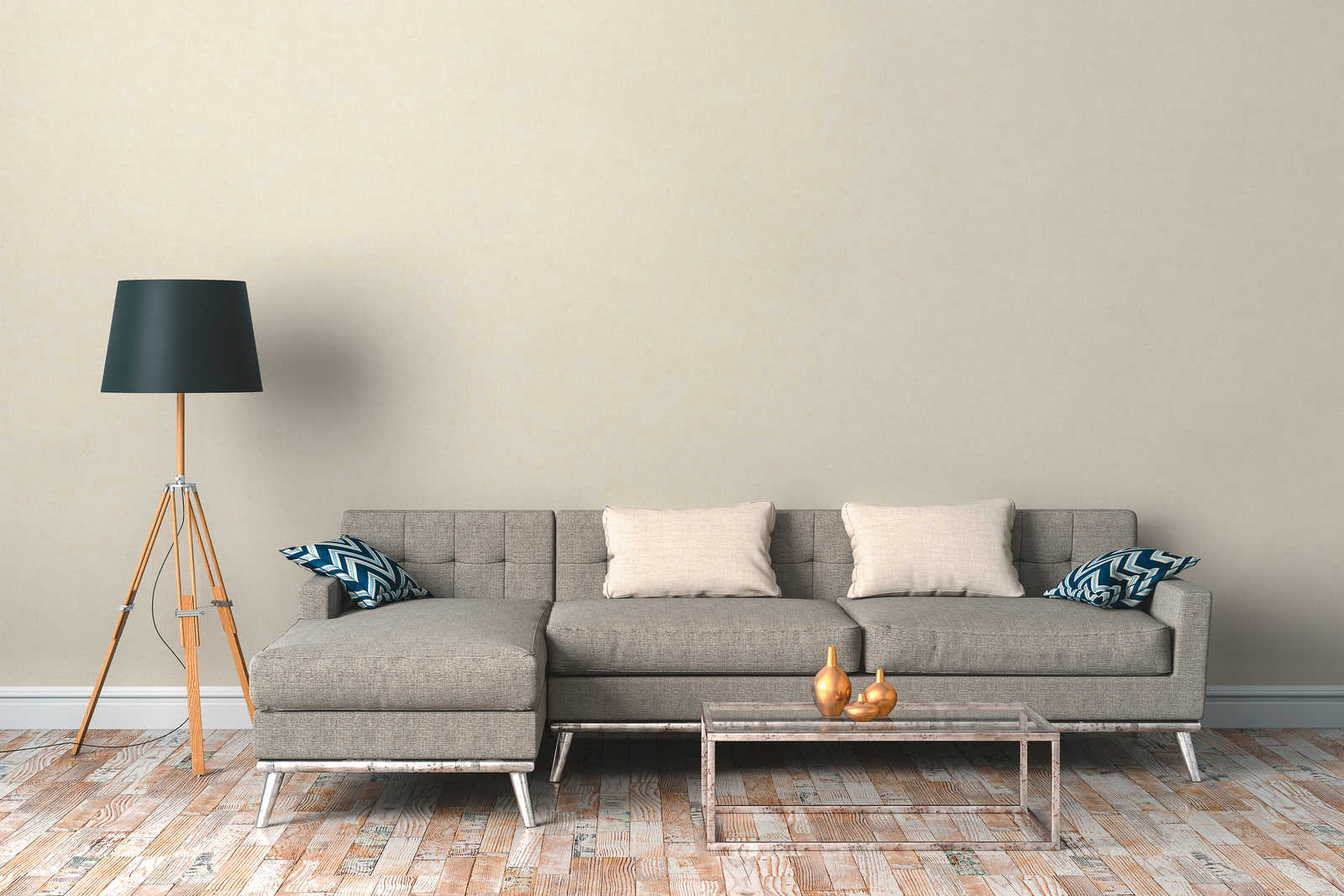             Tapete Creme-Beige uni & matt, mit Strukturmuster
        