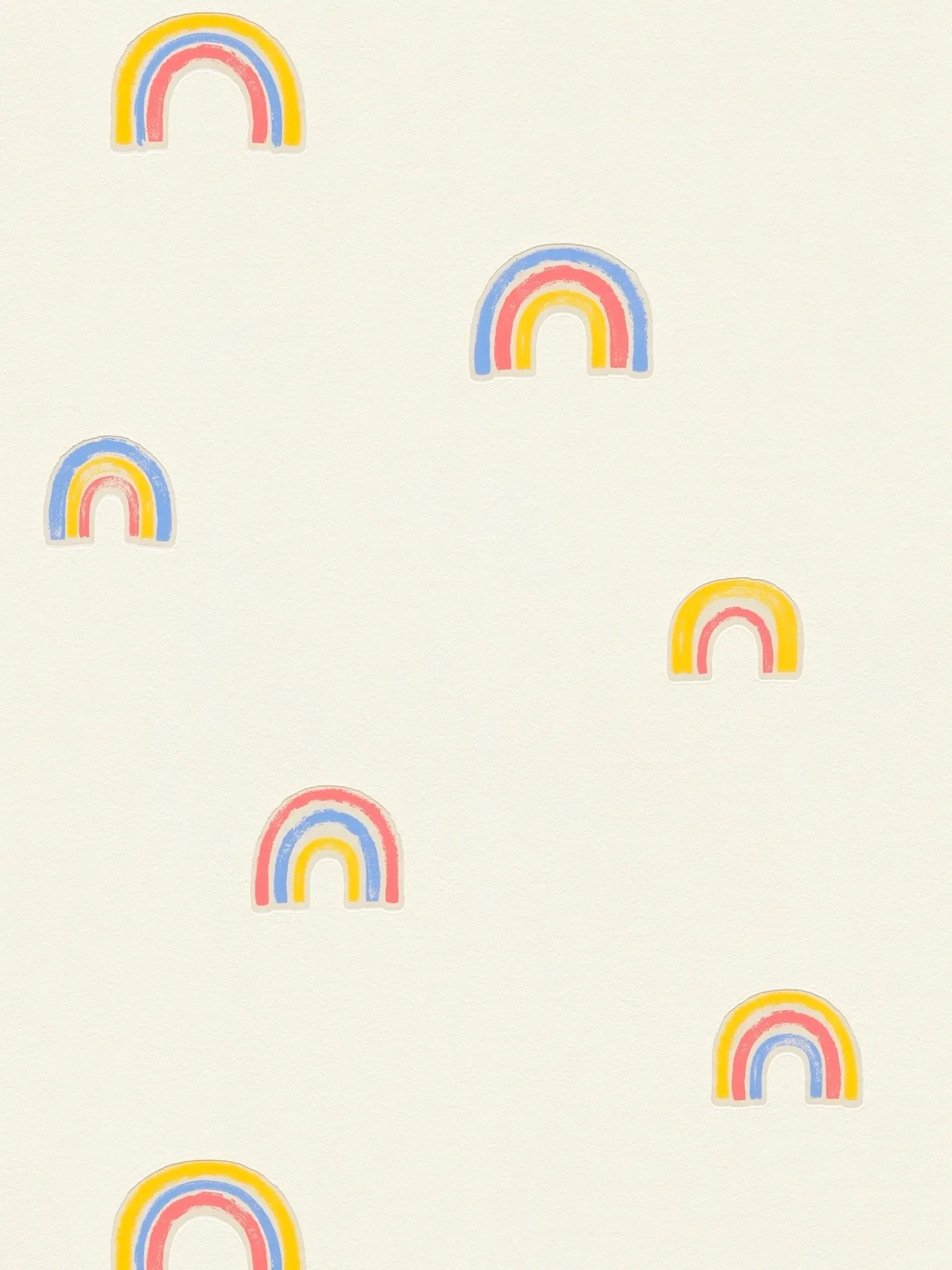 papier peint en papier intissés avec un dessin en forme d’arc-en-ciel de style aquarelle – légèrement brillant – blanc, rouge