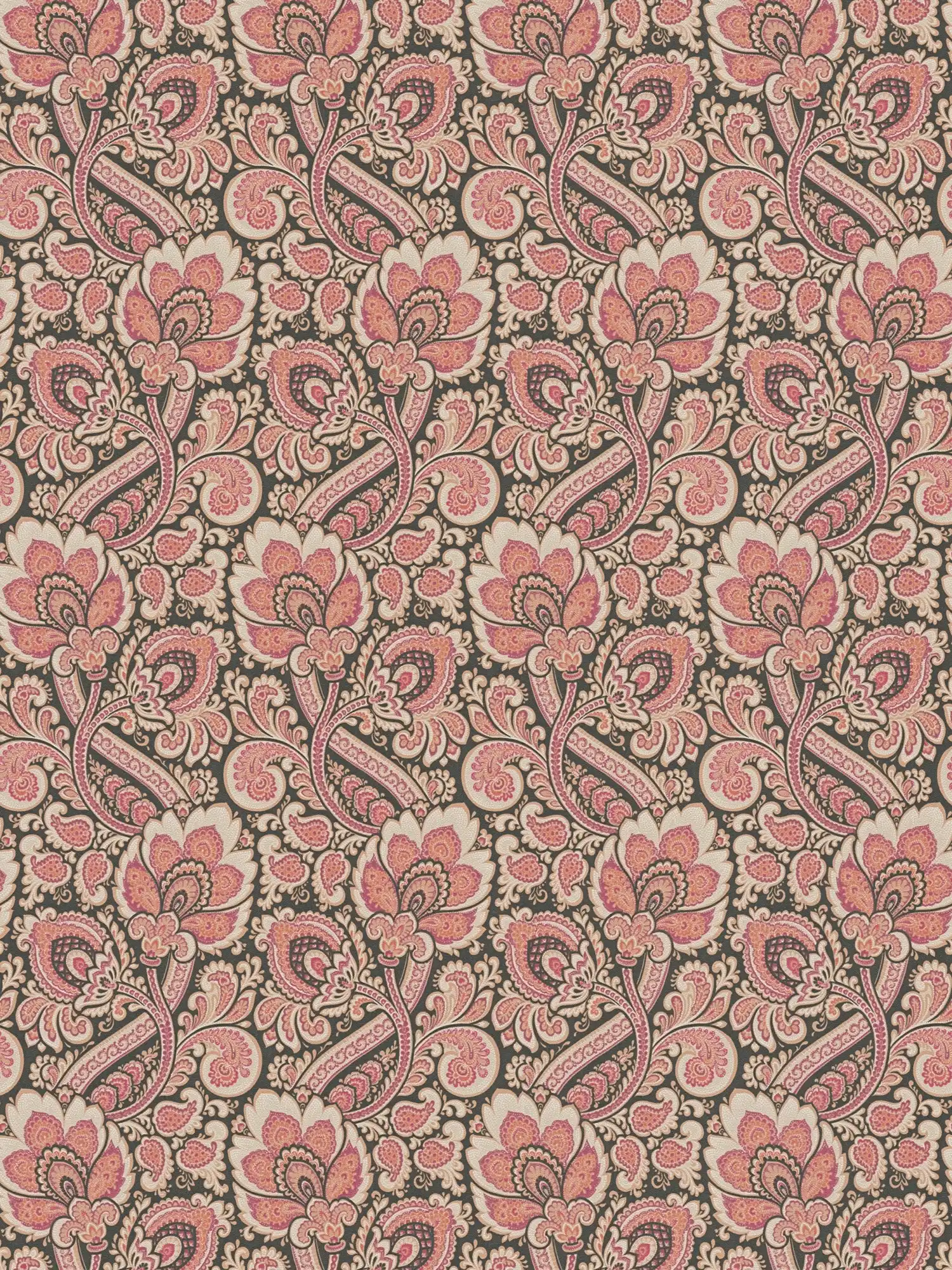         Ornament wallpaper textiles retro design - red, orange, black
    