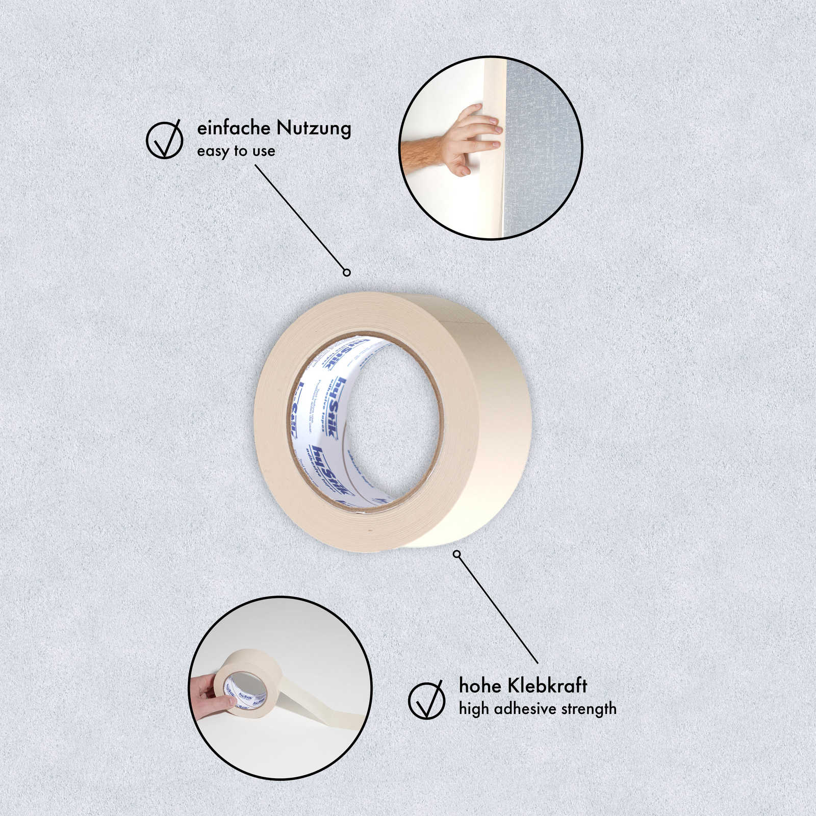             Crepe tape 50mm x 50m in cream
        