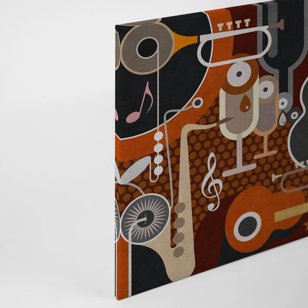             Wall of sound 1 - Leinwandbild in Beton Struktur, abstrakte Musikinstrumente – 0,90 m x 0,60 m
        