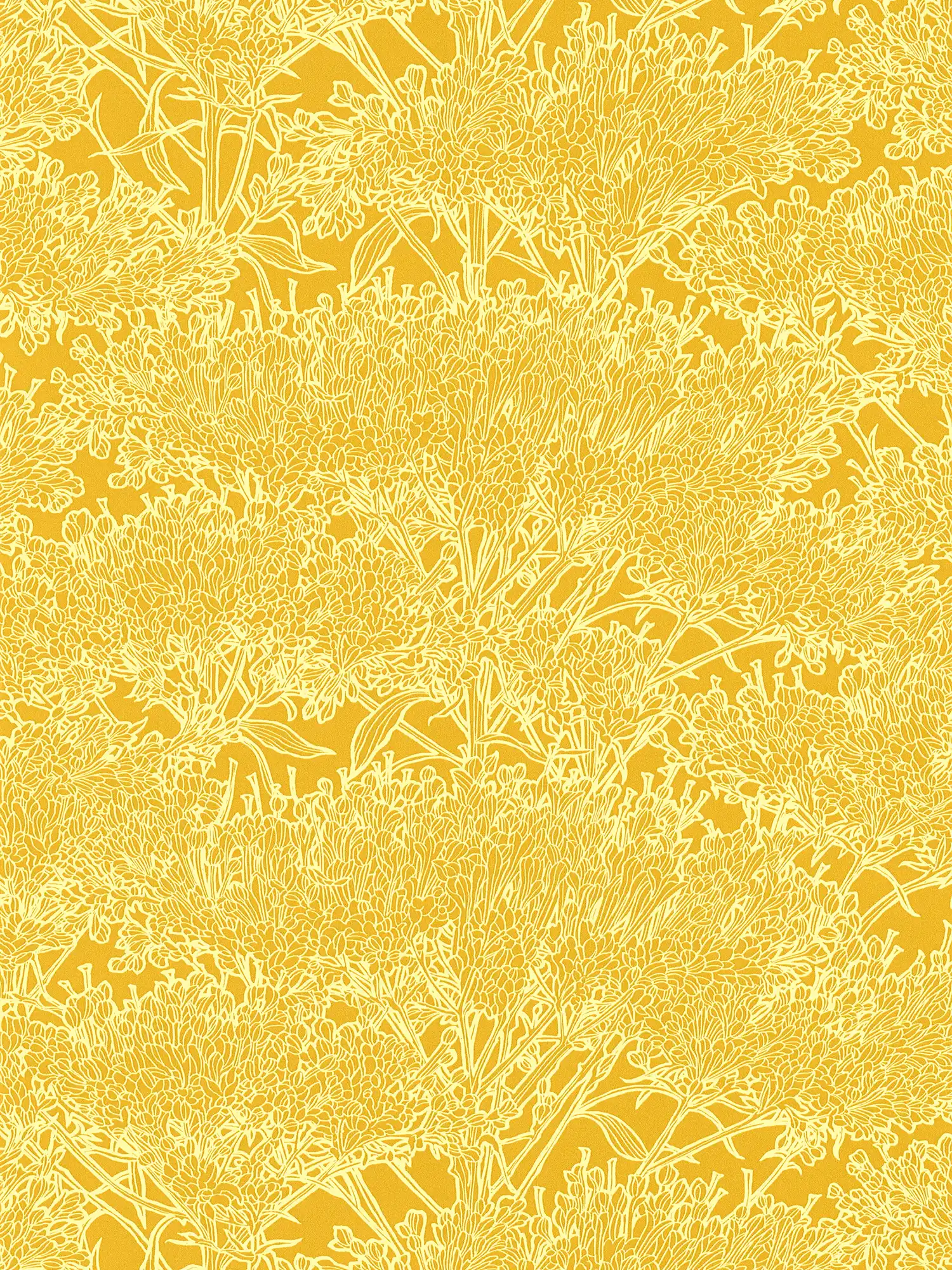        Papier peint fleuri jaune avec bordure jaune clair - jaune
    