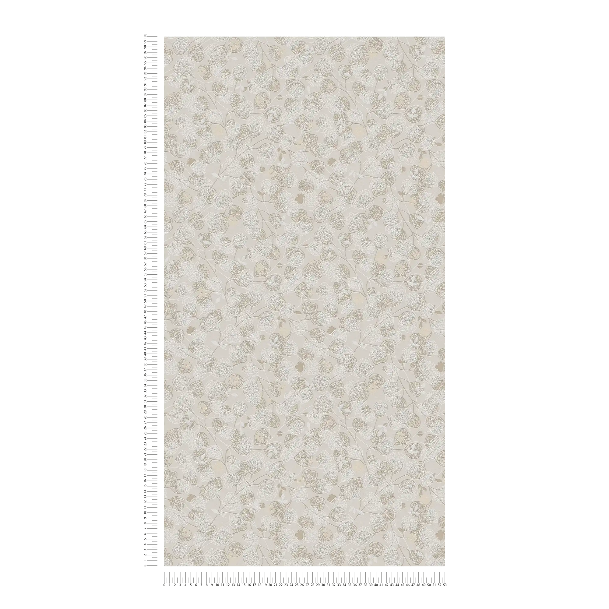Vliestapete mit floralem Blüten- &amp; Blättermuster – Beige, Weiß