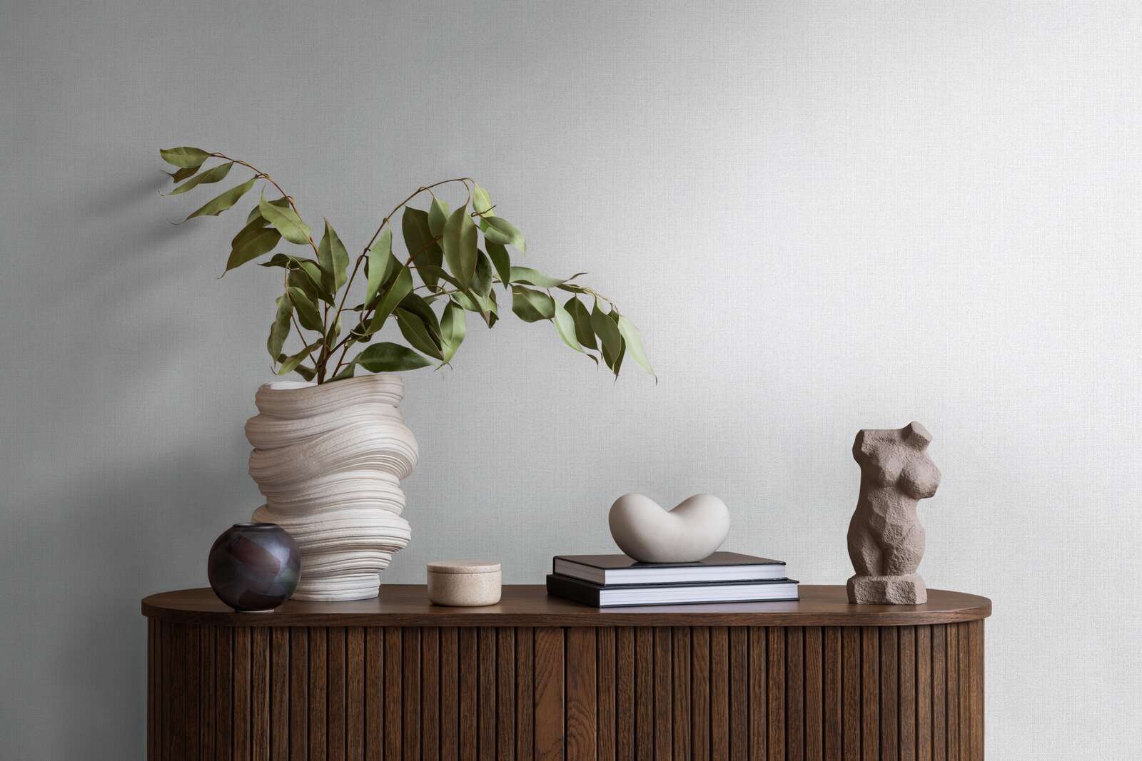 deko-vase, vase, keramik, grün-blätter, holzsideboard
