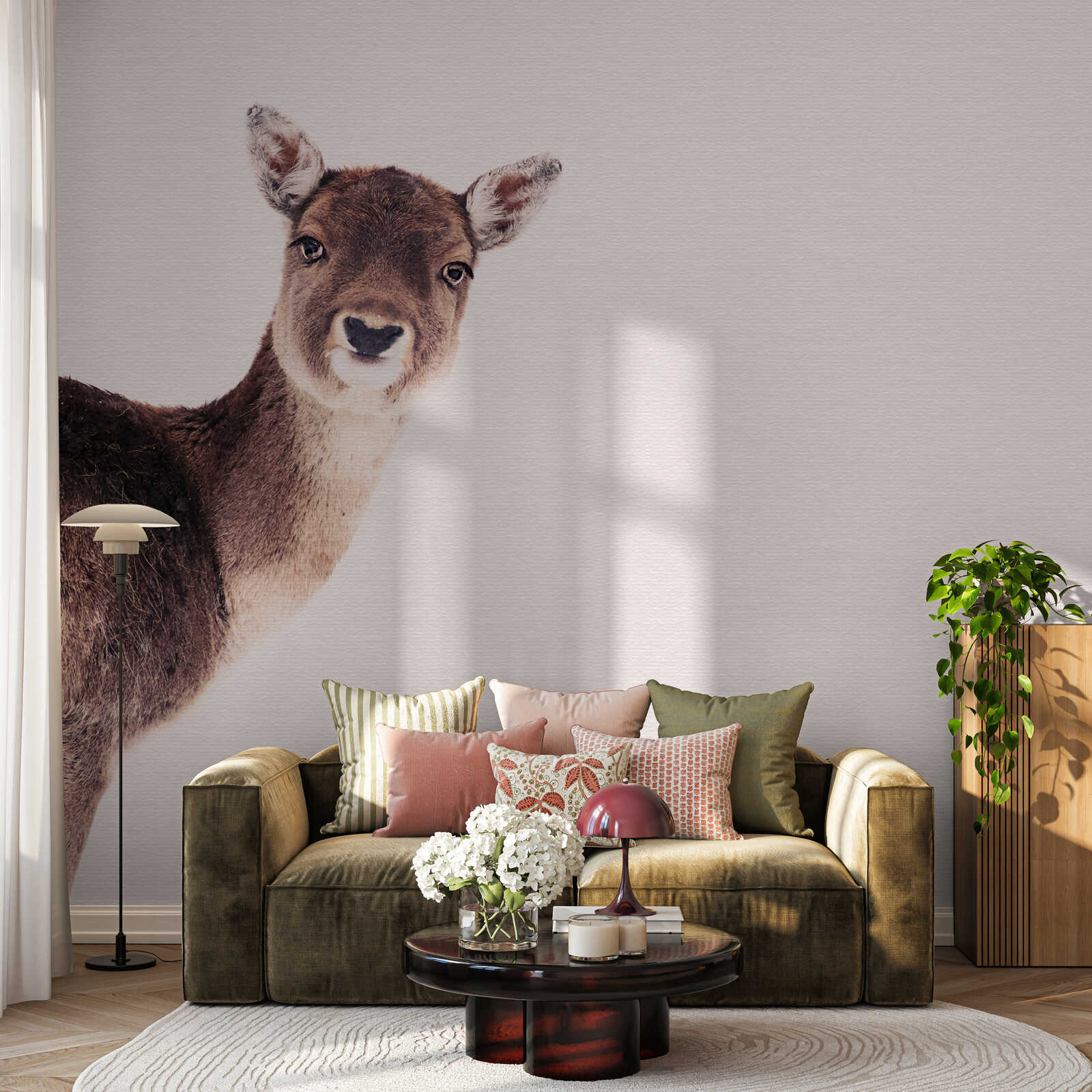 wandbild, tierwandbild, rehe, wohnzimmer, sofadeko