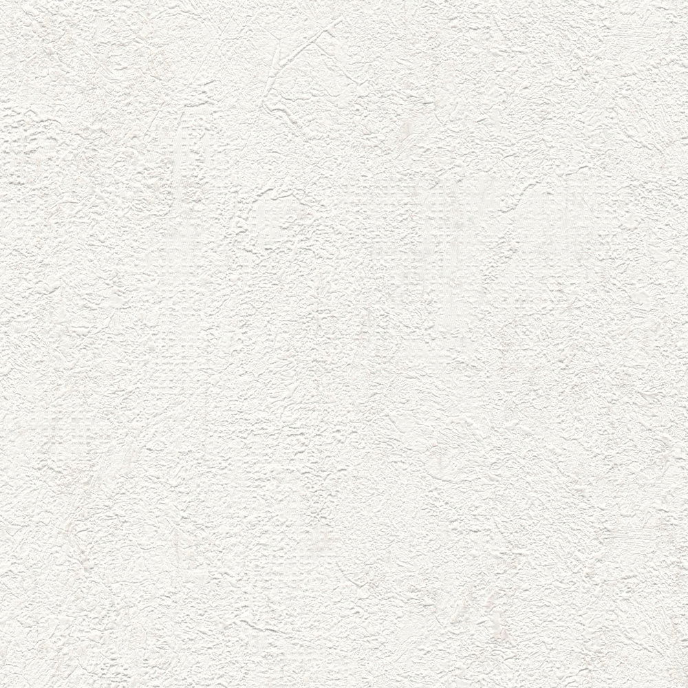             Putzoptik Tapete Cremeweiß mit Used Design – Metallic, Weiß
        