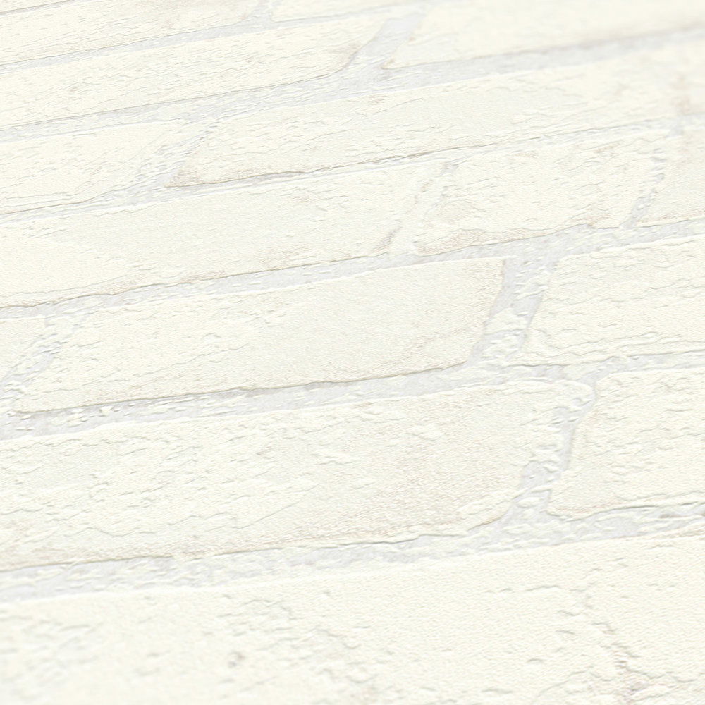             3D Steinoptik Tapete Backstein Mauerwerk Weiß
        