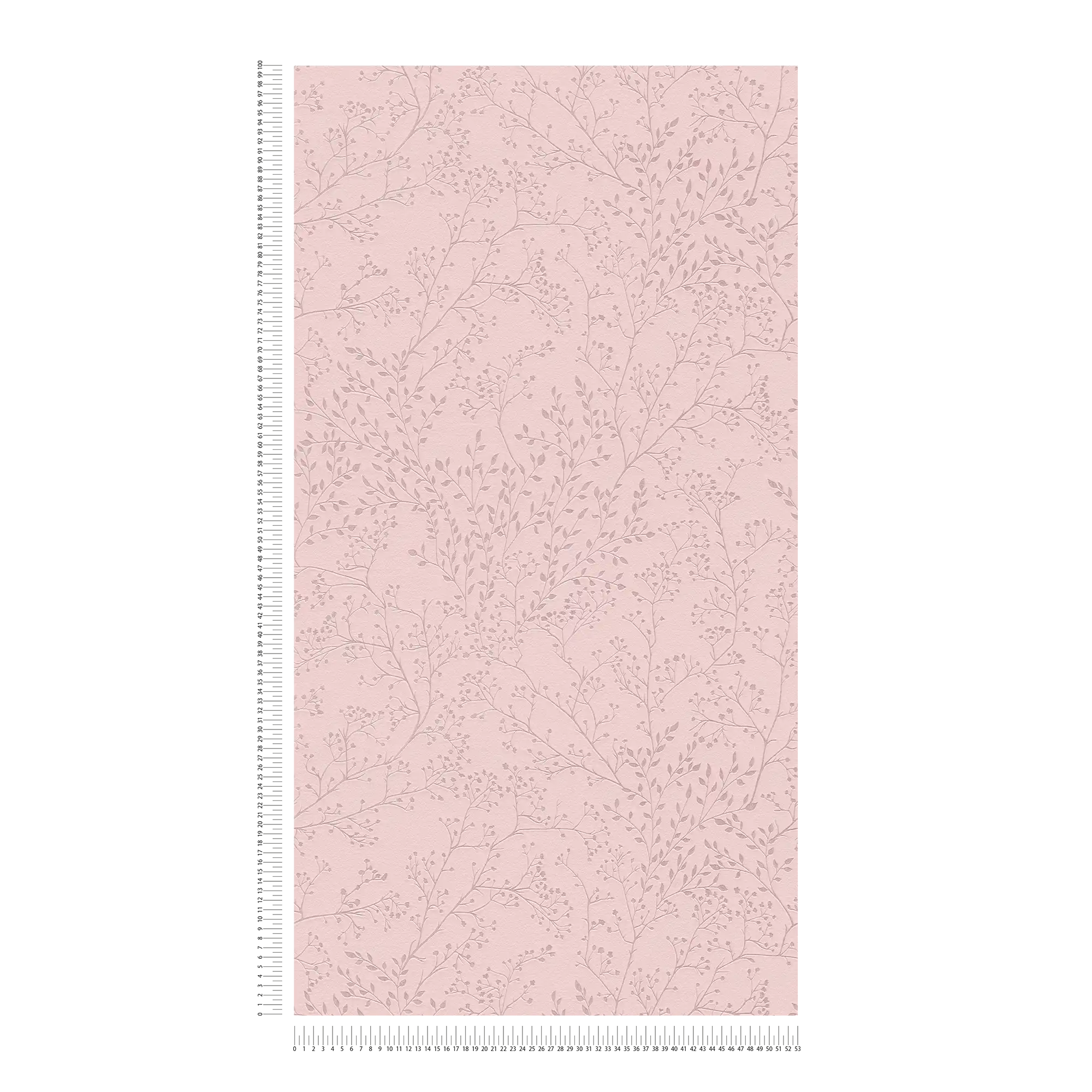             Einfarbige Tapete Rosa mit Blätter Muster, Glanz & Struktureffekt
        