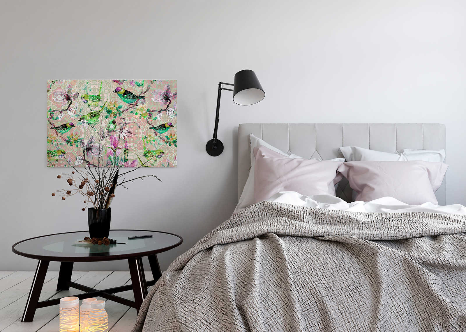             Vogel Leinwandbild mit Mosaik Muster | mosaic birds 2 – 0,90 m x 0,60 m
        