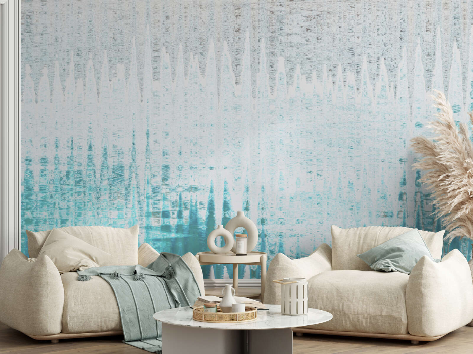 Wohnzimmer, Wandbild, Sofa, Dekoration, Blau milieu