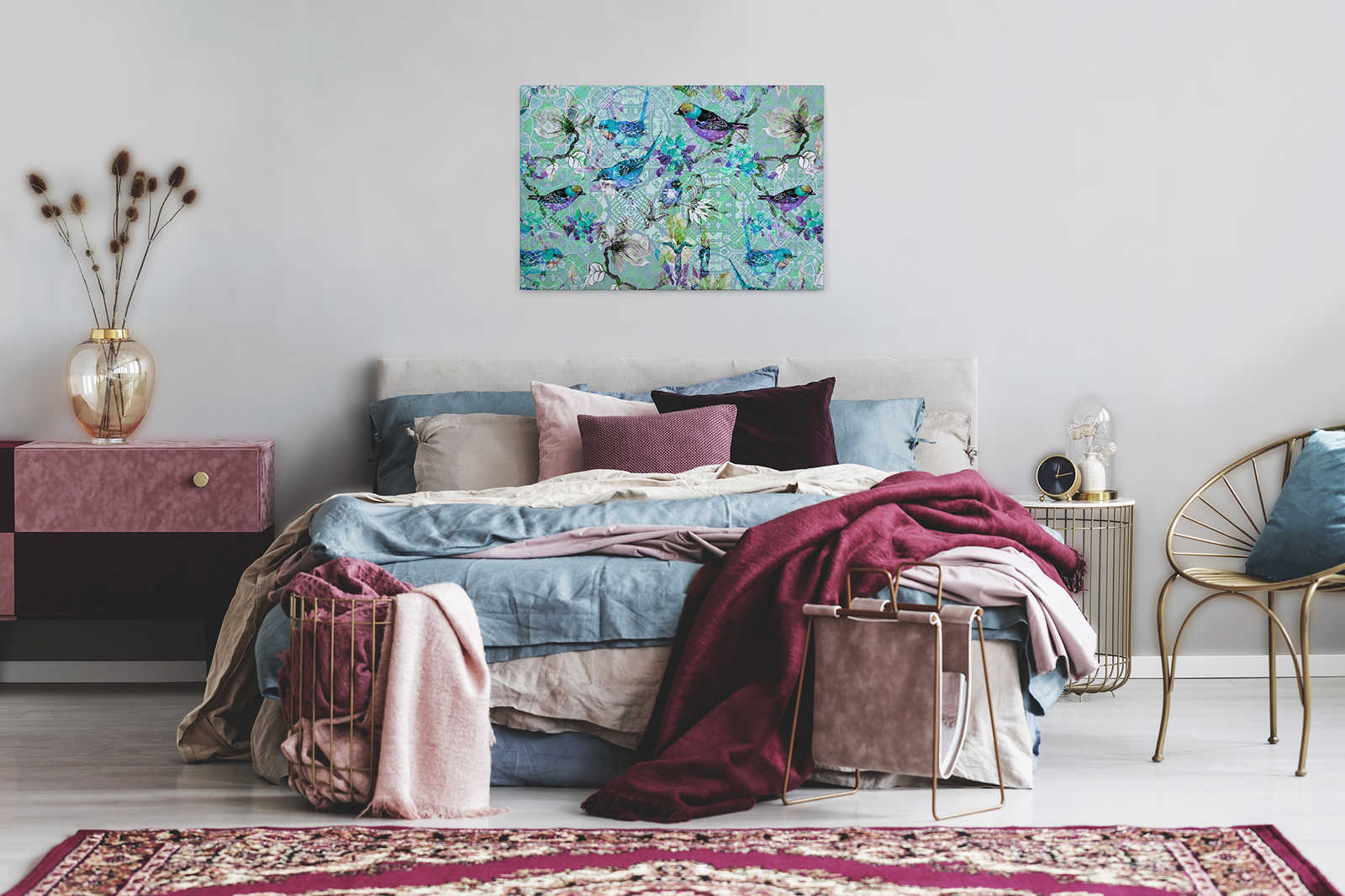 Vogel Leinwandbild mit Mosaik Muster | mosaic birds 3 – 0,90 m x 0,60 m
