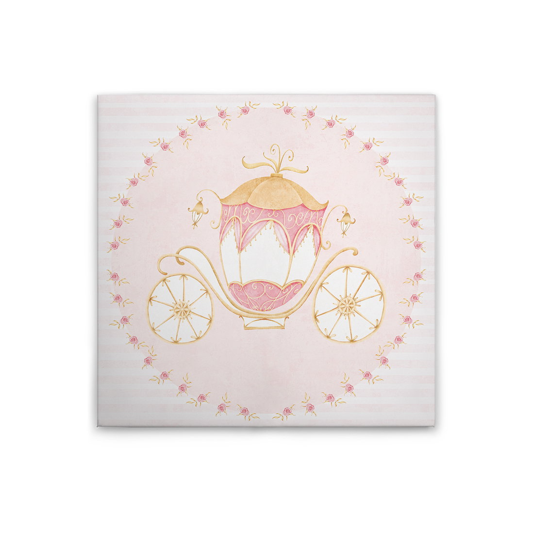 Kutsche im Märchenland - Leinwandbild für Kinder – 30 x 30 cm - Beige, Gelb
