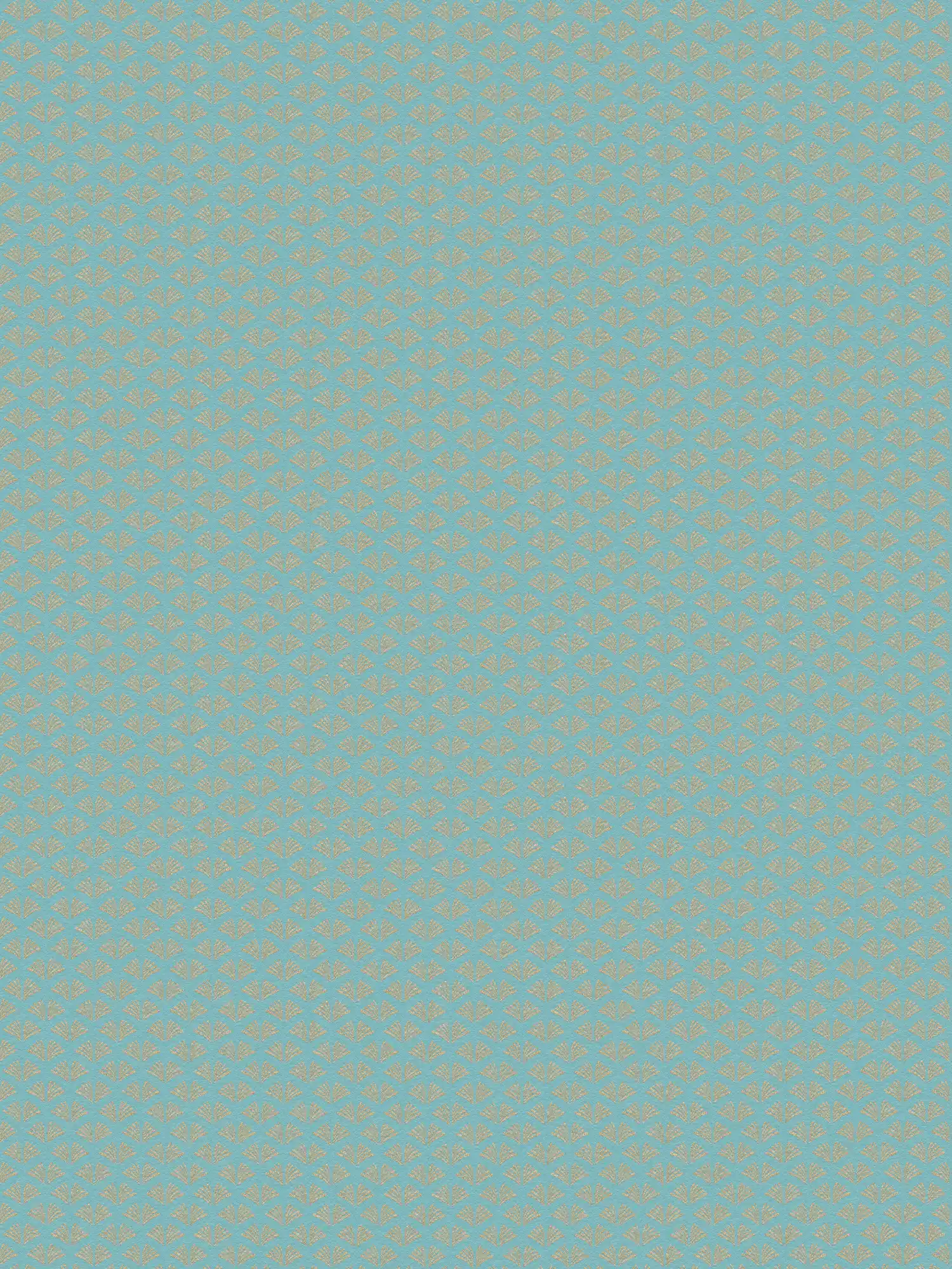 Design Tapete Türkis & Gold mit Retro Muster – Blau, Grün, Metallic