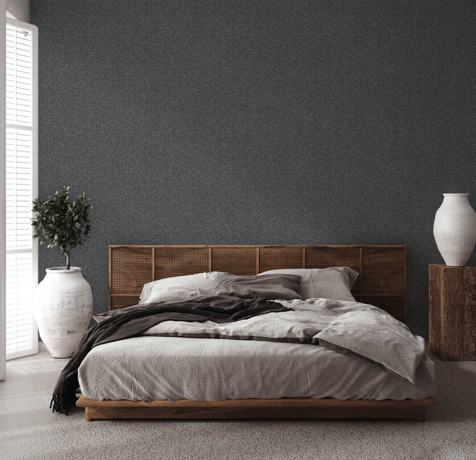 3D Vliestapete mit Metallic-Effekt – Grau, Metallic