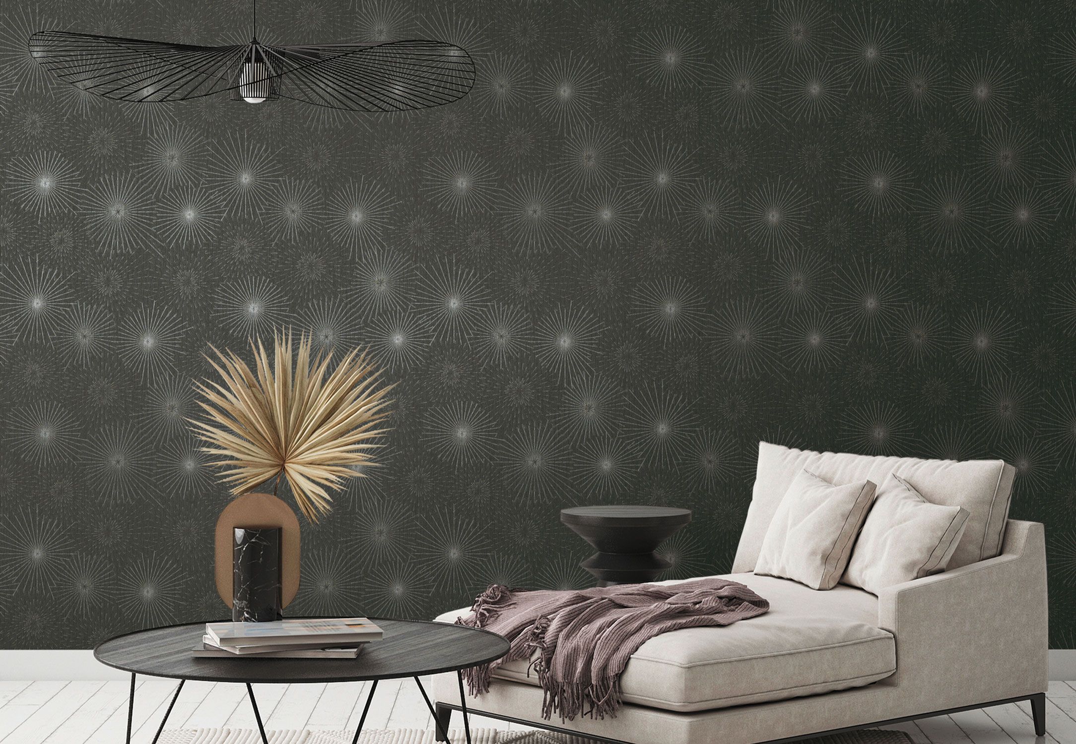 Schwarze-Tapete-mit-silbernen-Pusteblumen-AS388181