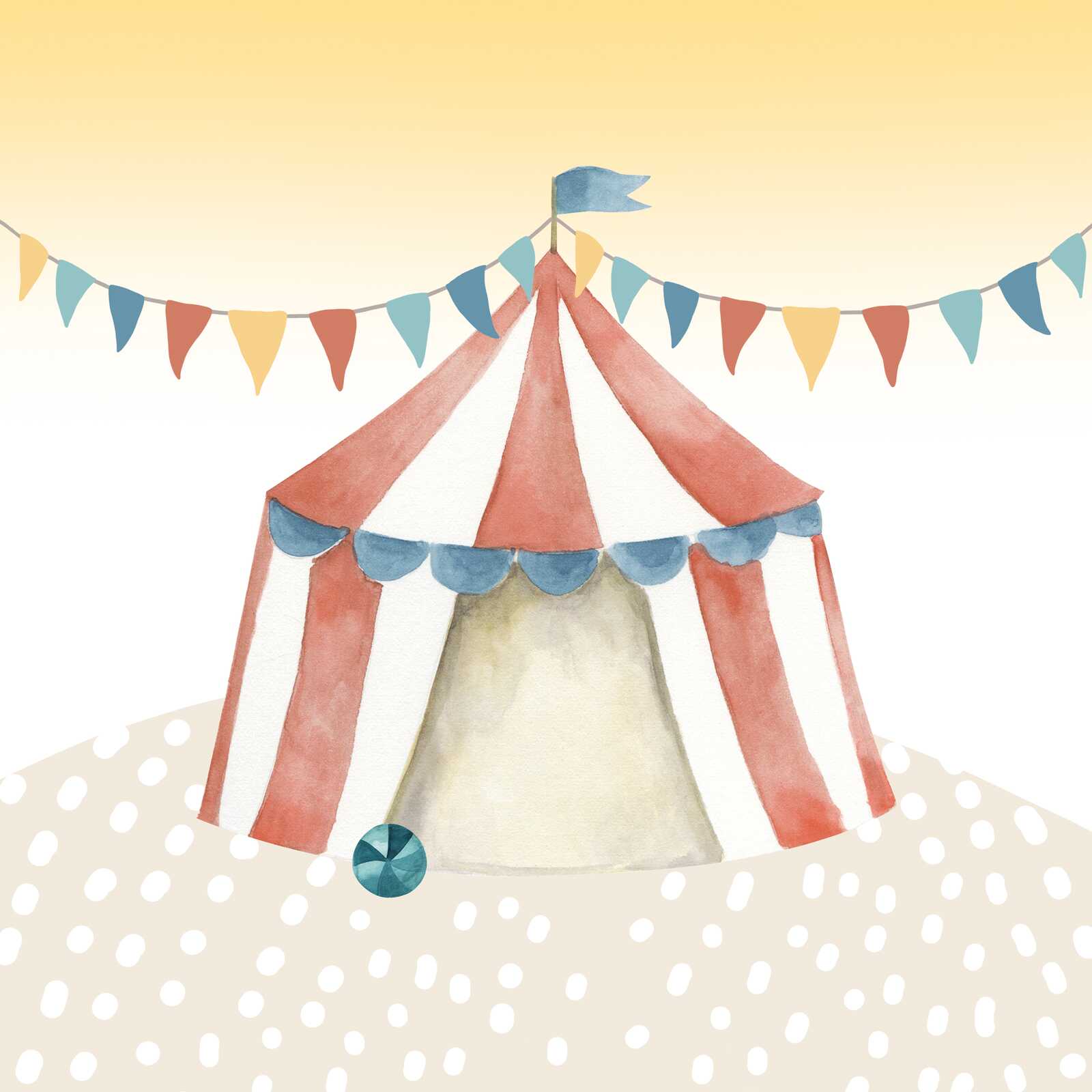             Leinwandbild Zirkuszelt - Verspielte Wanddekoration für das Kinderzimmer – 30 x 30 cm - Bunt, Beige
        