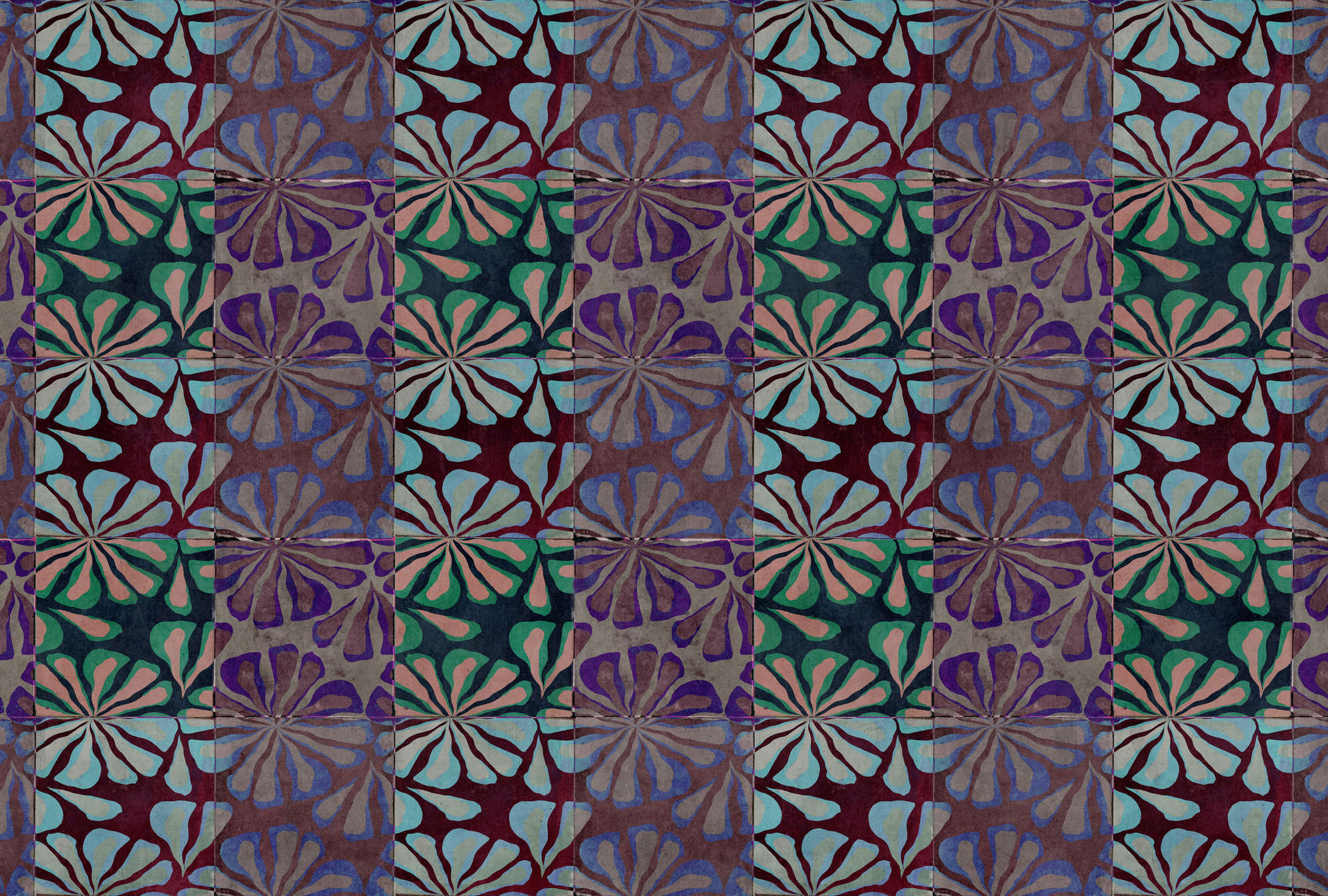             Fototapete »nevio« - Buntes Patchwork-Design vor Betonputzoptik – Glattes, leicht glänzendes Premiumvlies
        