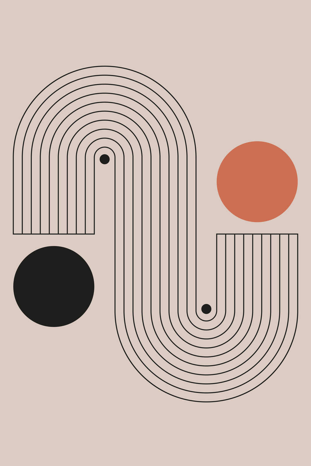             Leinwandbild - Modernes Linien-Design mit Kreisen – 30 x 45 cm - Grau, Schwarz
        