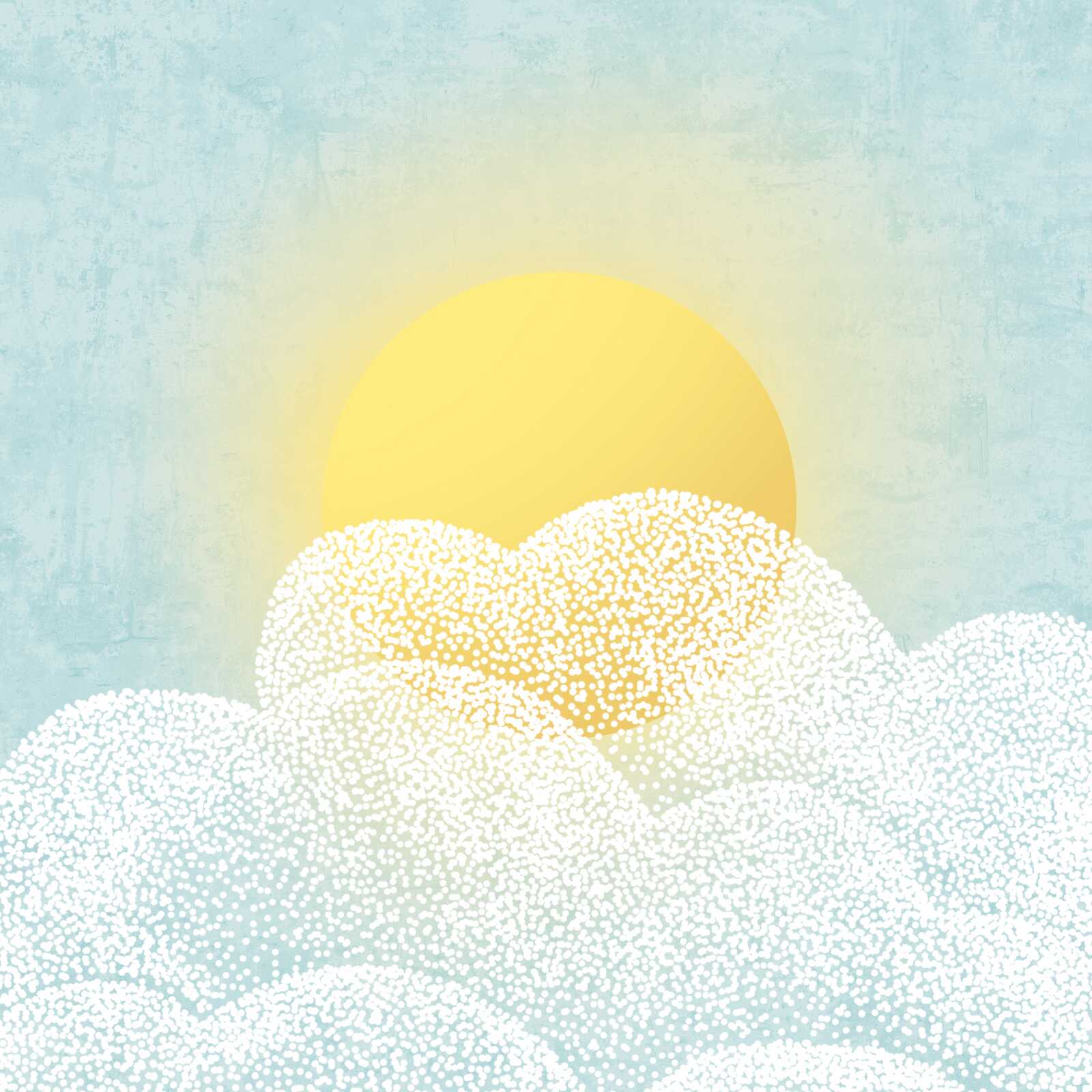             Leinwandbild Sonnenschein über den Wolken - Sanfte Pastellfarben für warme Akzente im Kinderzimmer – 30 x 30 cm - Blau, Gelb
        