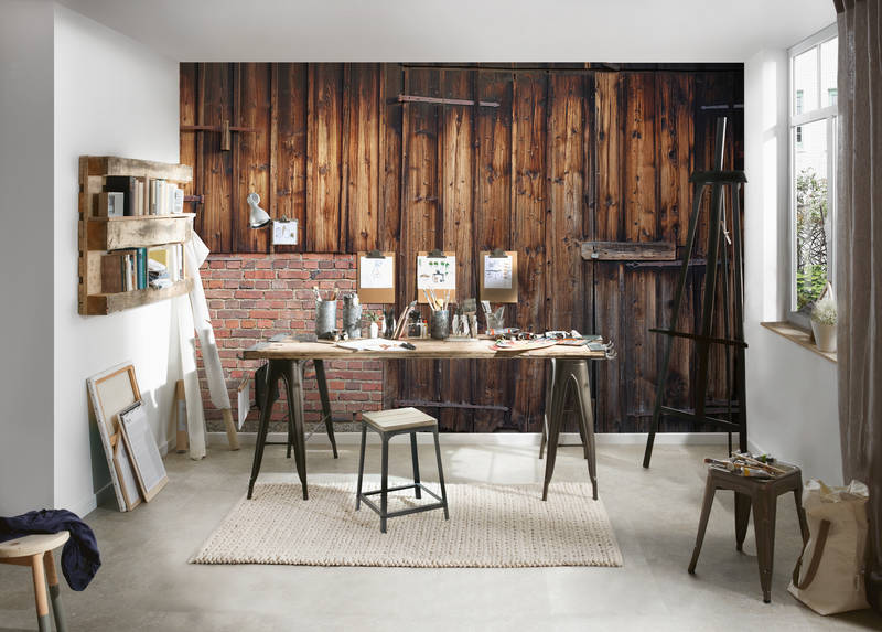 werkstatt, tisch, holzwand, werkbank, atelier