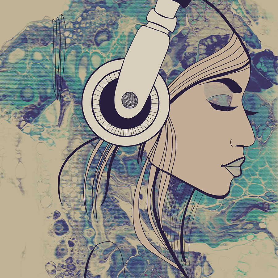 kopfhörer, illustration, portait, kunst, blendung