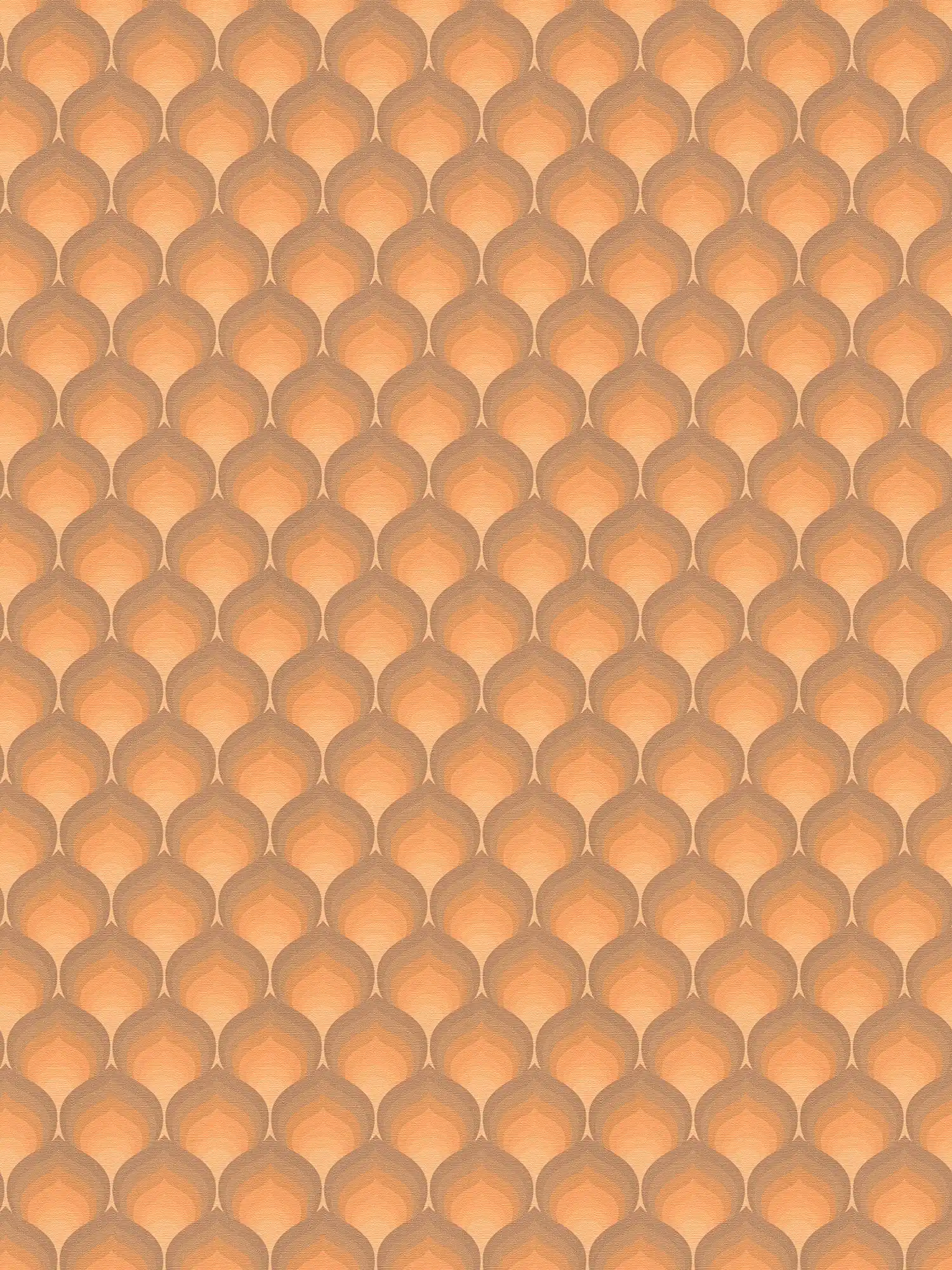 Retro Tapete mit strukturierten Schuppenmuster – Braun, Gelb, Orange