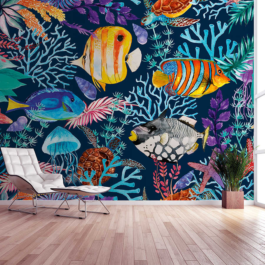 meerwasserwelt, tropische fische, coralen, underwater mural, wandtapete
