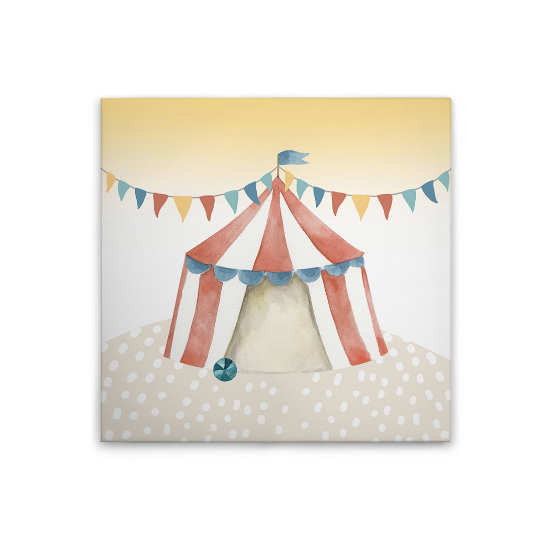             Leinwandbild Zirkuszelt - Verspielte Wanddekoration für das Kinderzimmer – 30 x 30 cm - Bunt, Beige
        