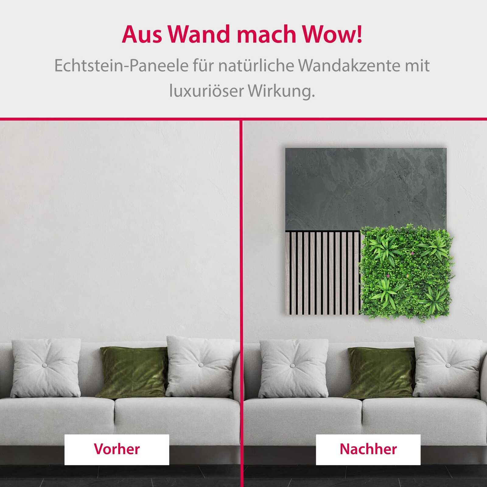 wandpanel, kunstpflanze, grün, kissen, sofa