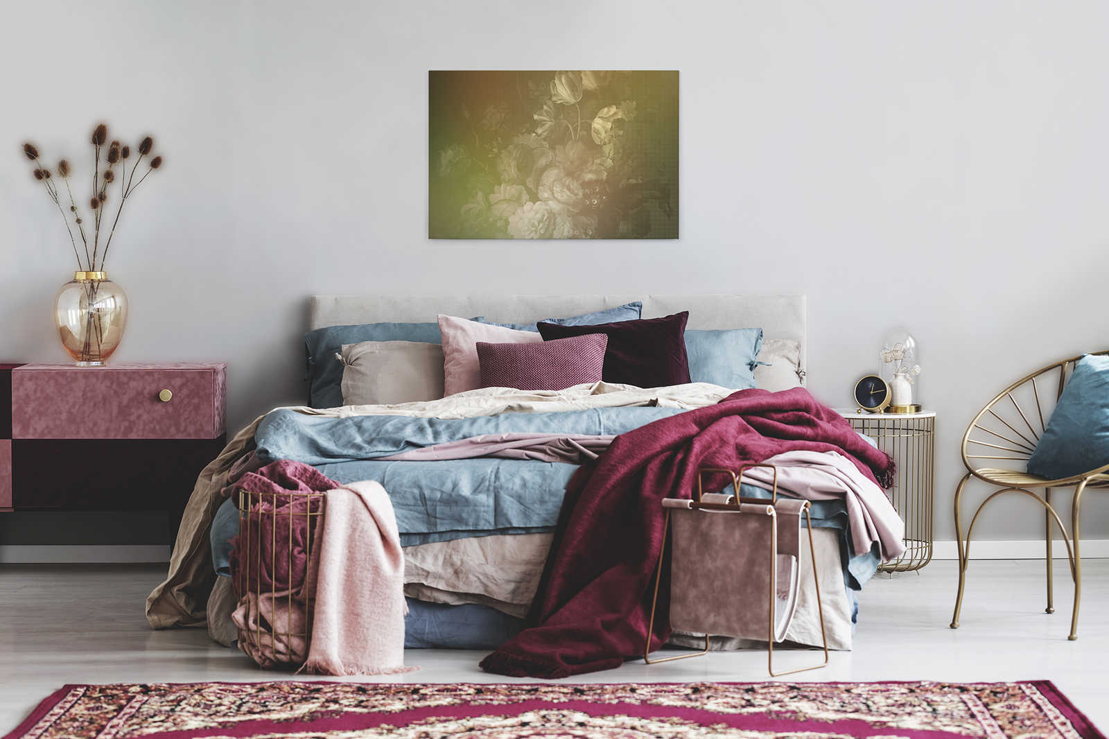             Dutch pastel 2 - Leinwandbild Rosen-Bouquet holländischer Kunststil – 0,90 m x 0,60 m
        