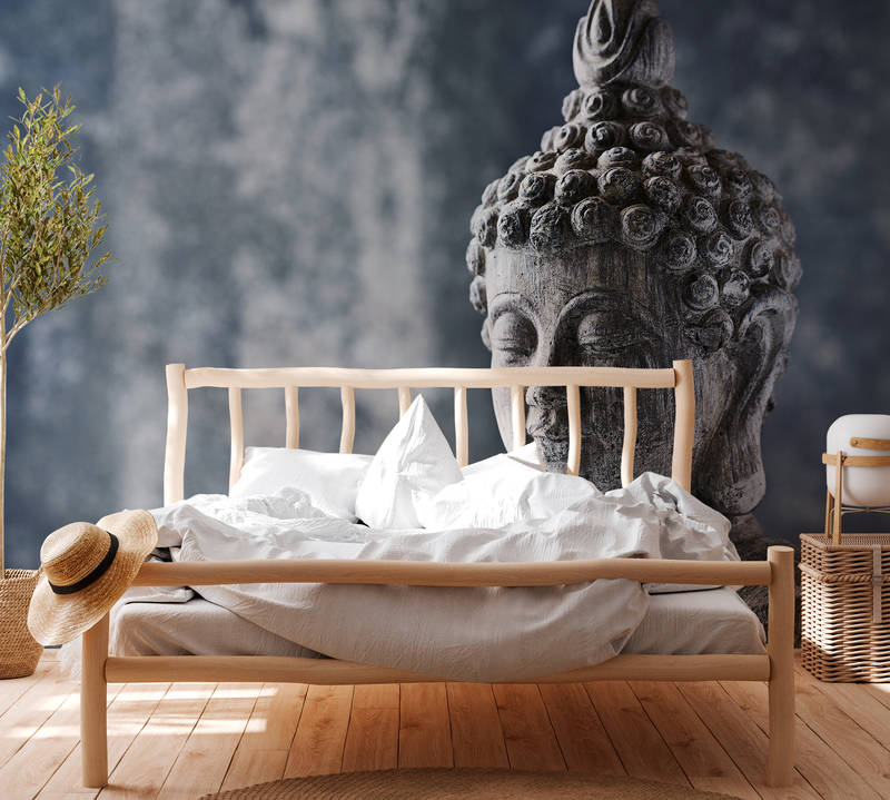             Photo wallpaper Asian Stone Sculpture - Blue, Grey
        