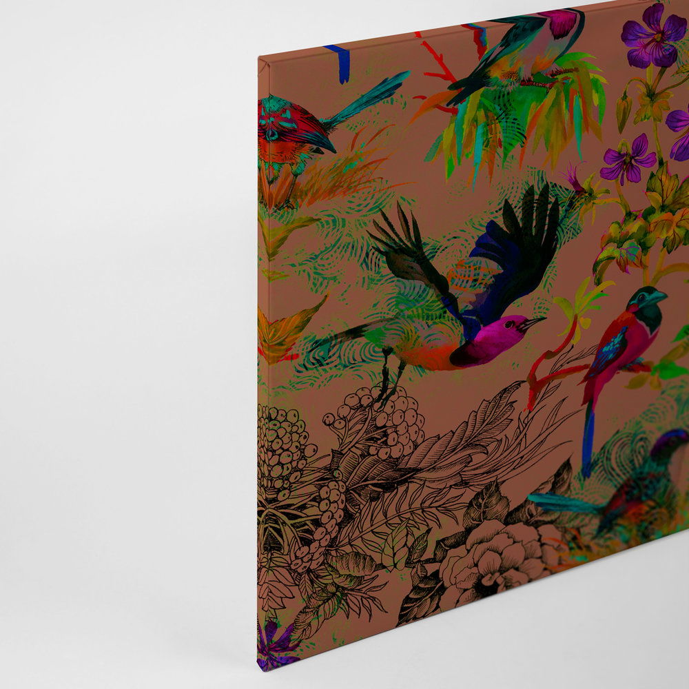             Vogel Leinwandbild im bunten Collage Stil – 0,90 m x 0,60 m
        