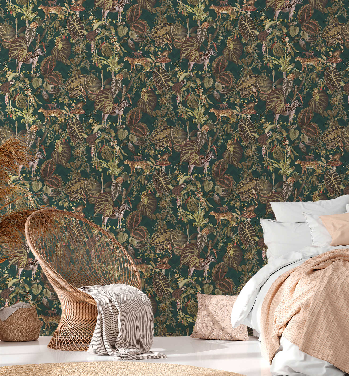             Designer Tapete MICHALSKY Dschungel Blätter & Tiere – Bunt, Grün
        