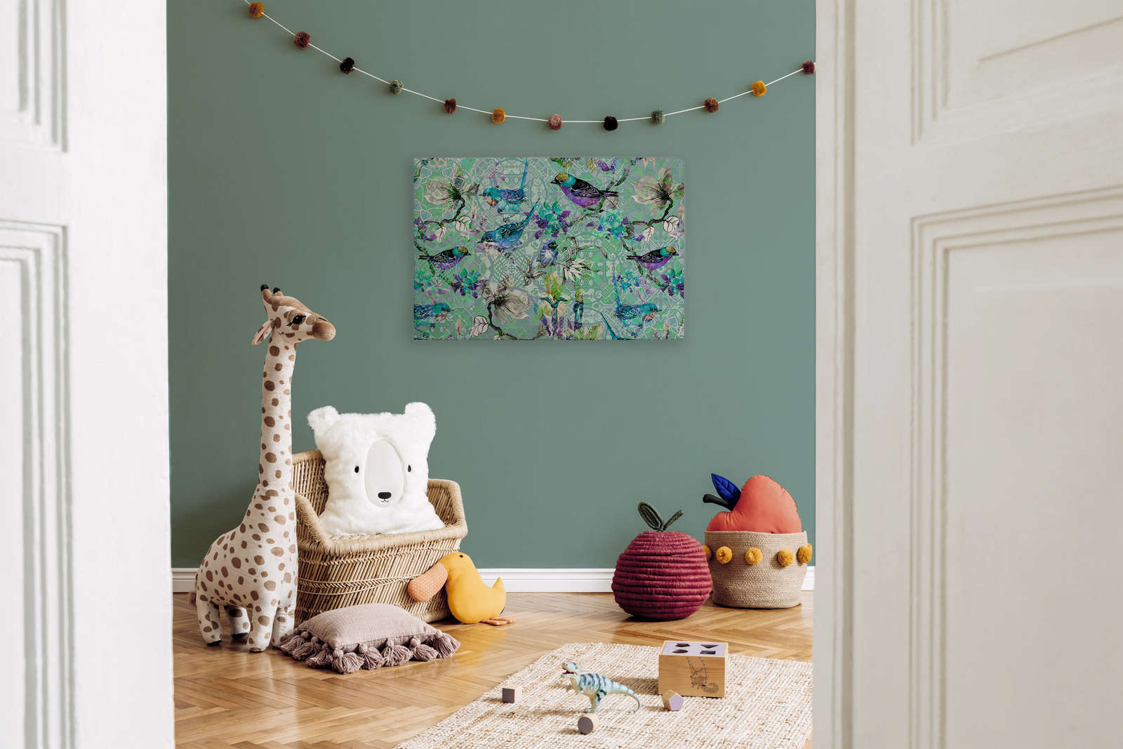 Vogel Leinwandbild mit Mosaik Muster | mosaic birds 3 – 0,90 m x 0,60 m