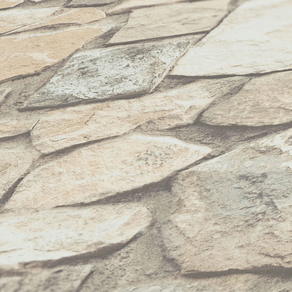             Zelfklevend behangpapier | natuursteenlook met 3D-effect - beige, crème
        