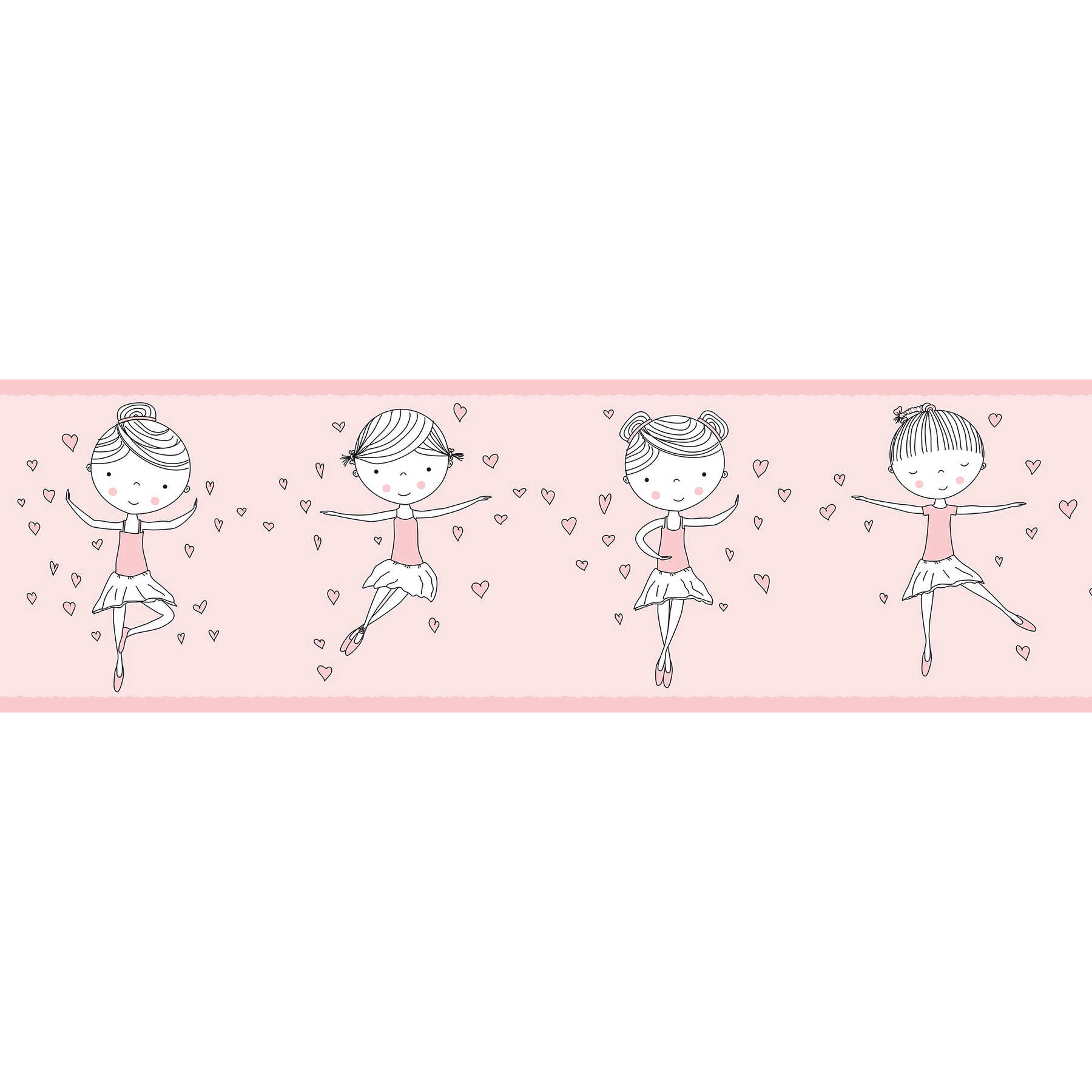         Girls room border "Prima Ballerina" for princesses - Pink, White
    