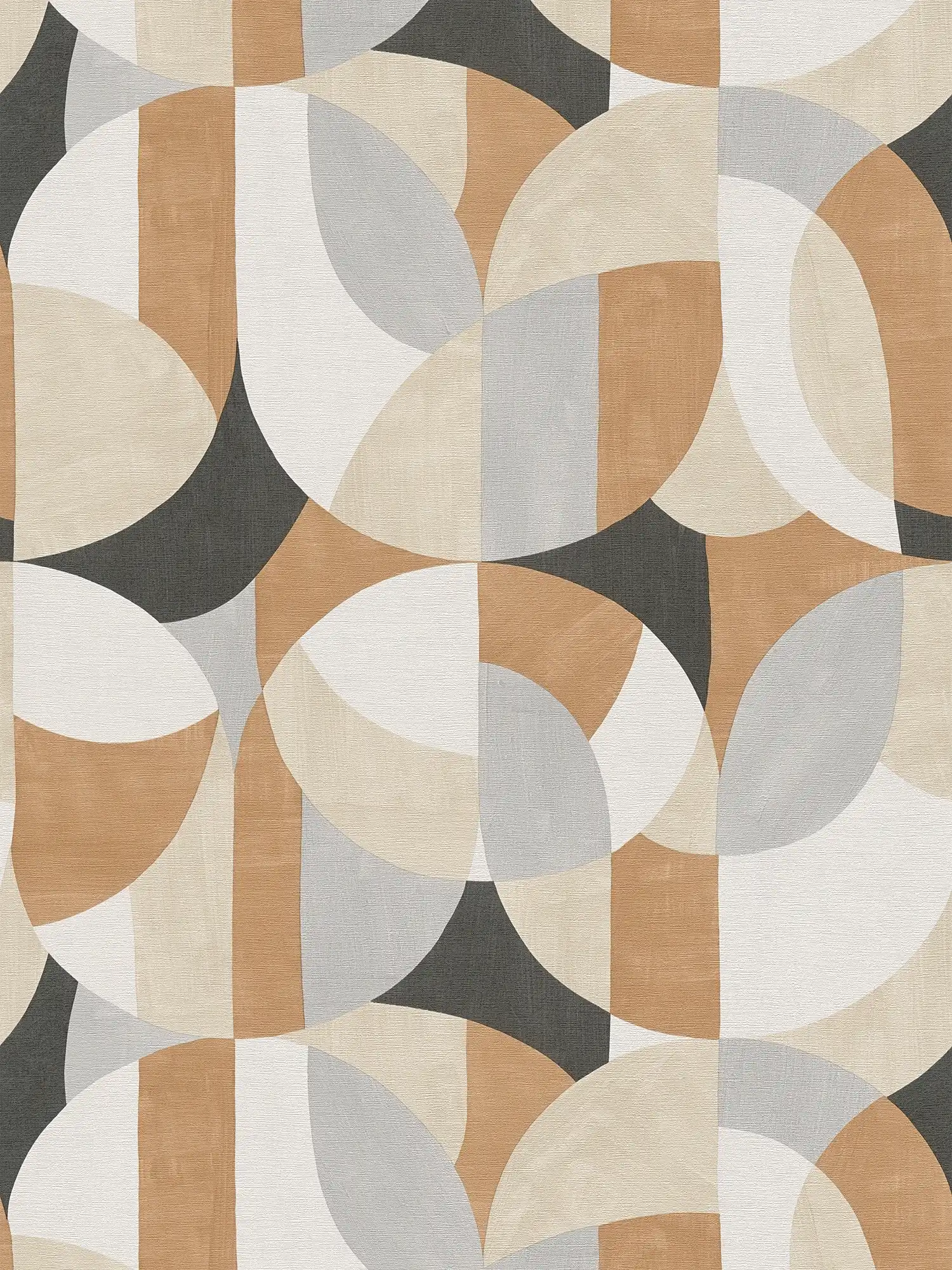         Non-woven wallpaper with abstract and graphic design - white, beige, black
    