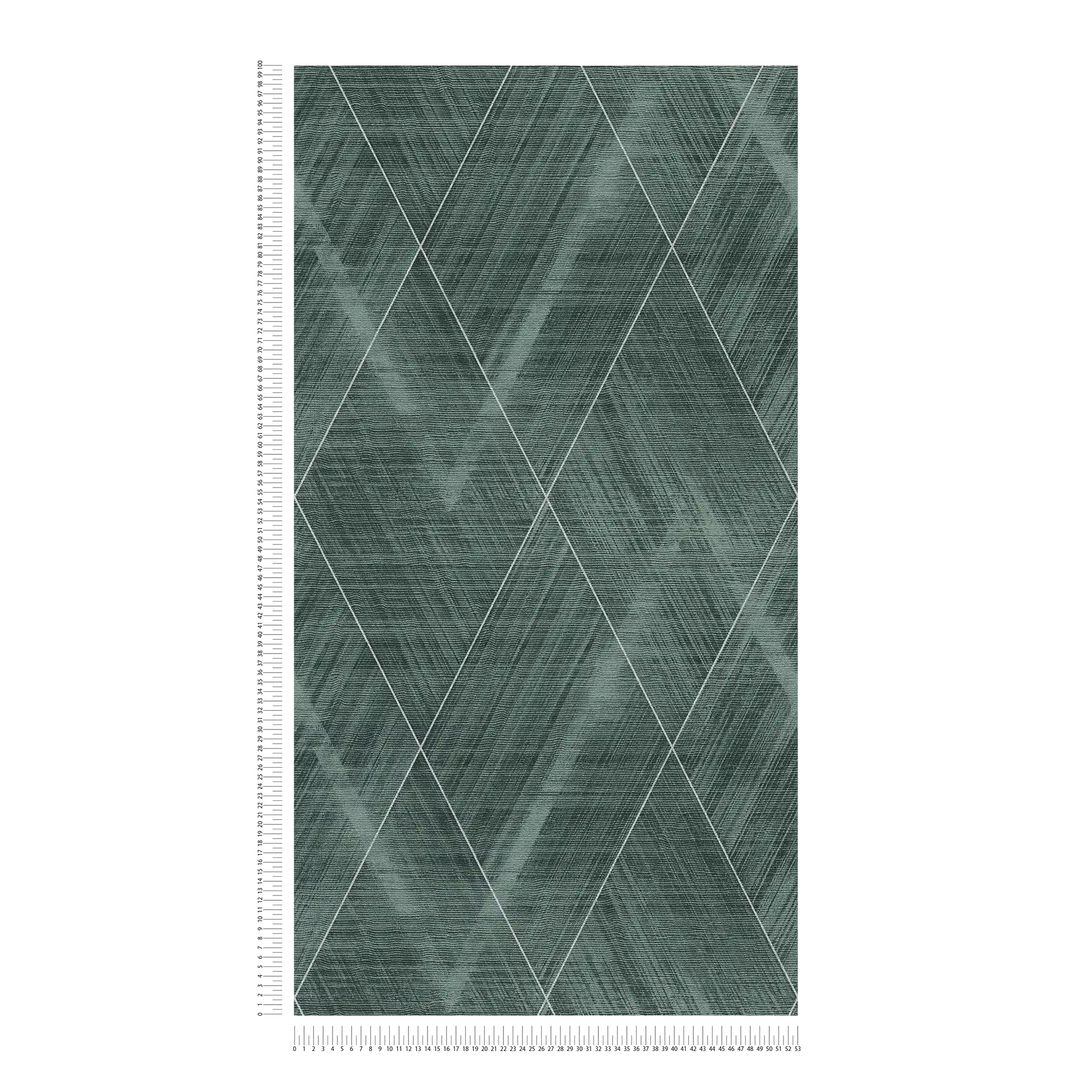             Rauten Tapete mit melierter Textiloptik – Metallic, Grün
        