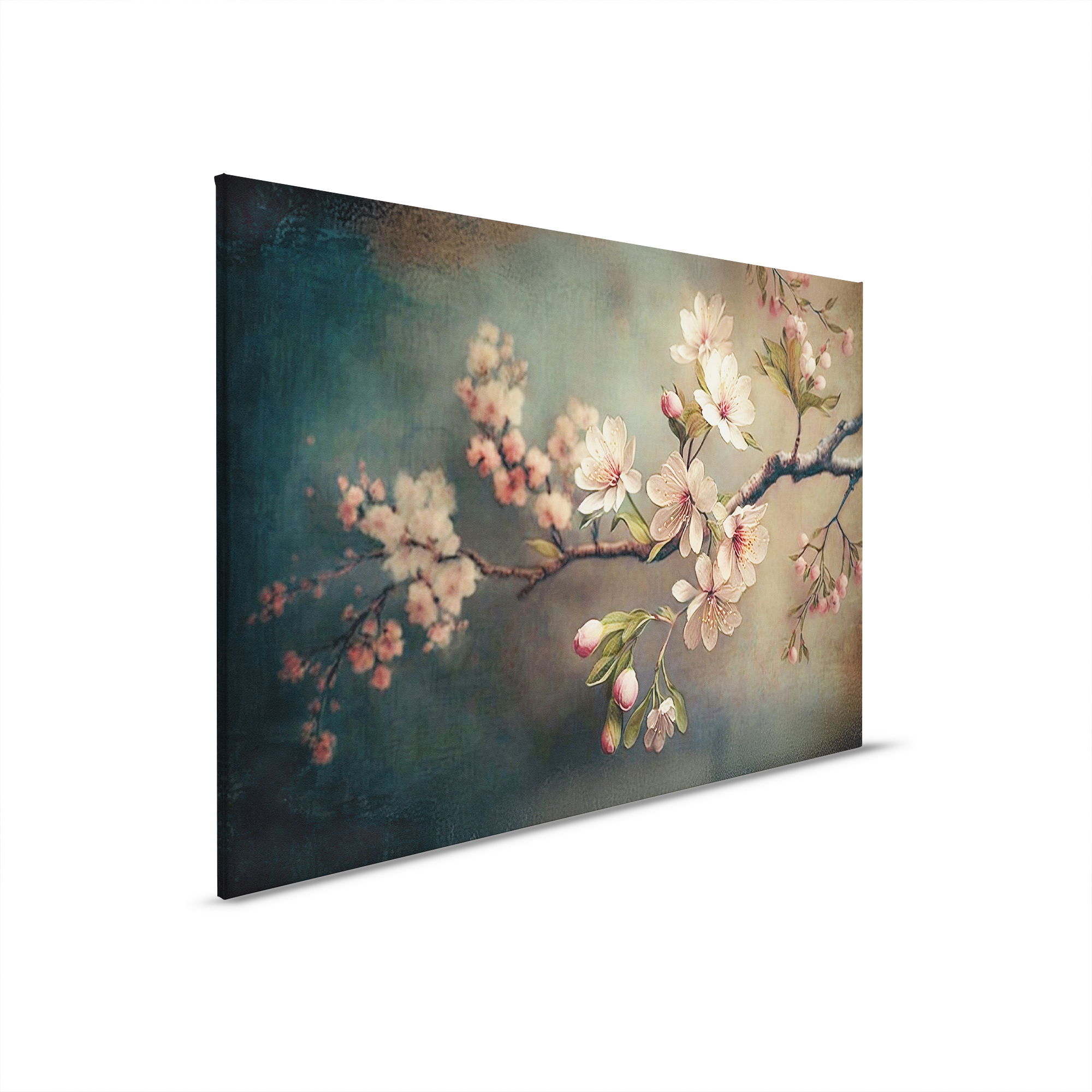         Frühlingszauber - Kirschblüten auf Leinwand – 45 x 30 cm - Grau, Rosa
    