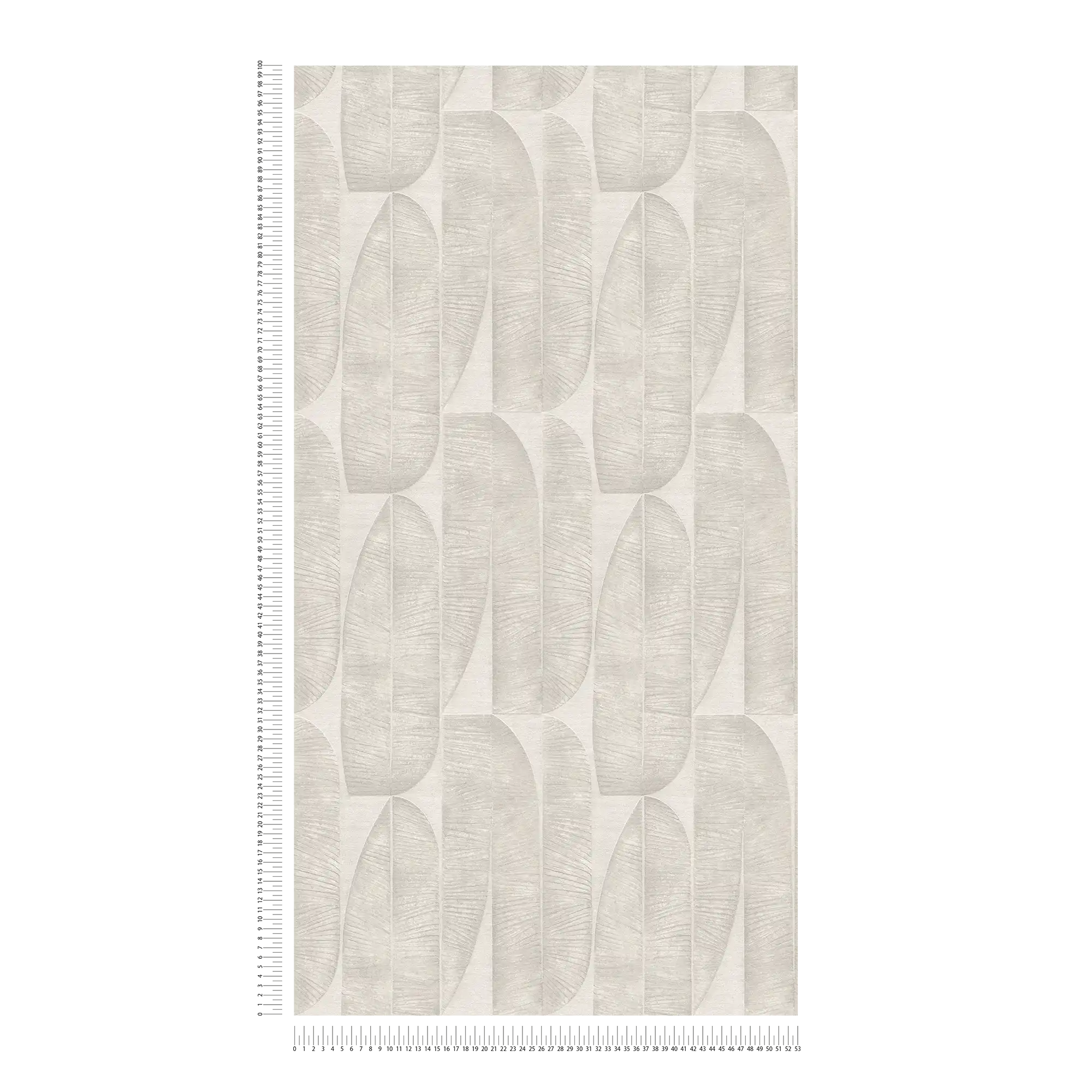 Vliestapete mit geometrischem floralem Muster – Grau, Beige