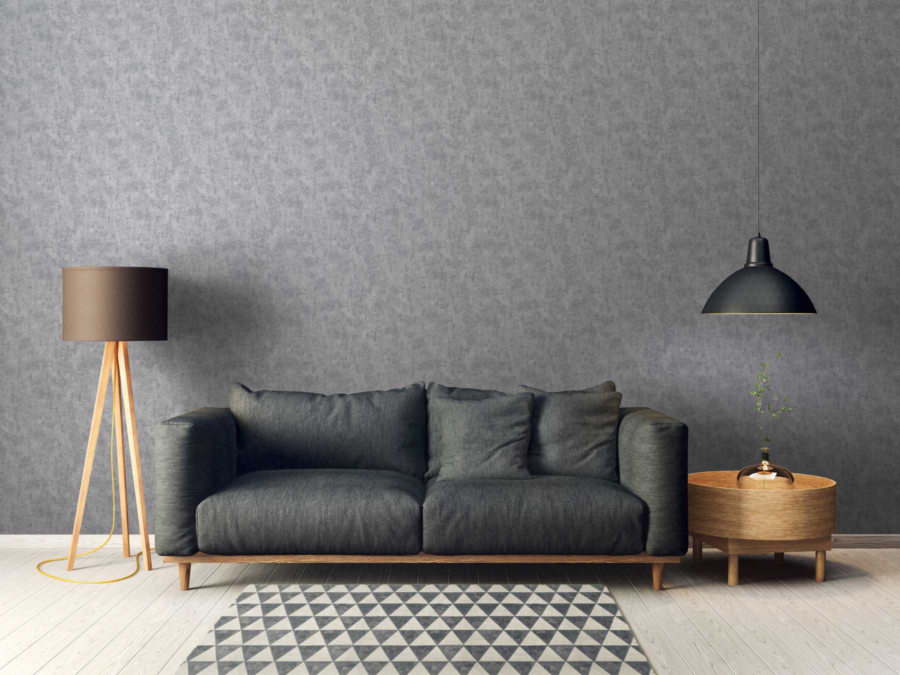             Dark non-woven wallpaper with concrete look - grey
        