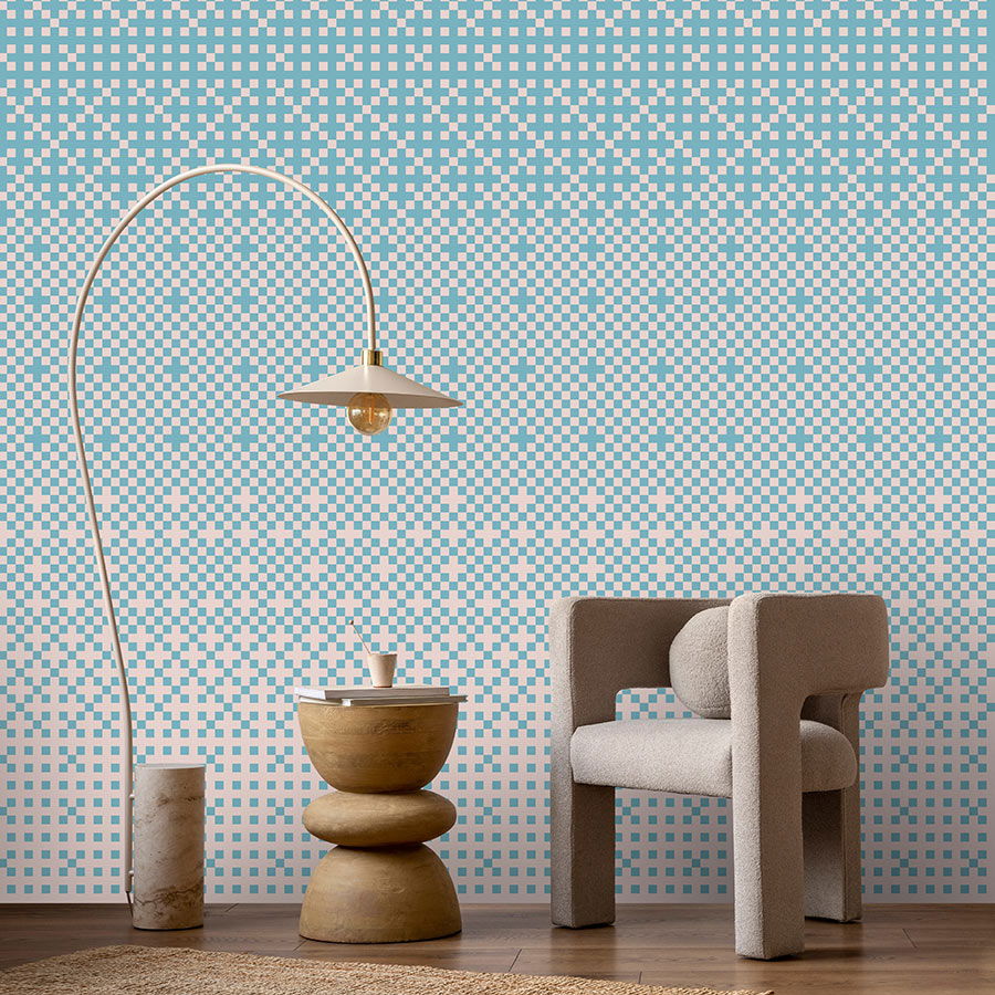         Fototapete »pixi blue« - Kreuzstichmuster mit Pixel-Stil – Blau | Glattes, leicht glänzendes Premiumvlies
    